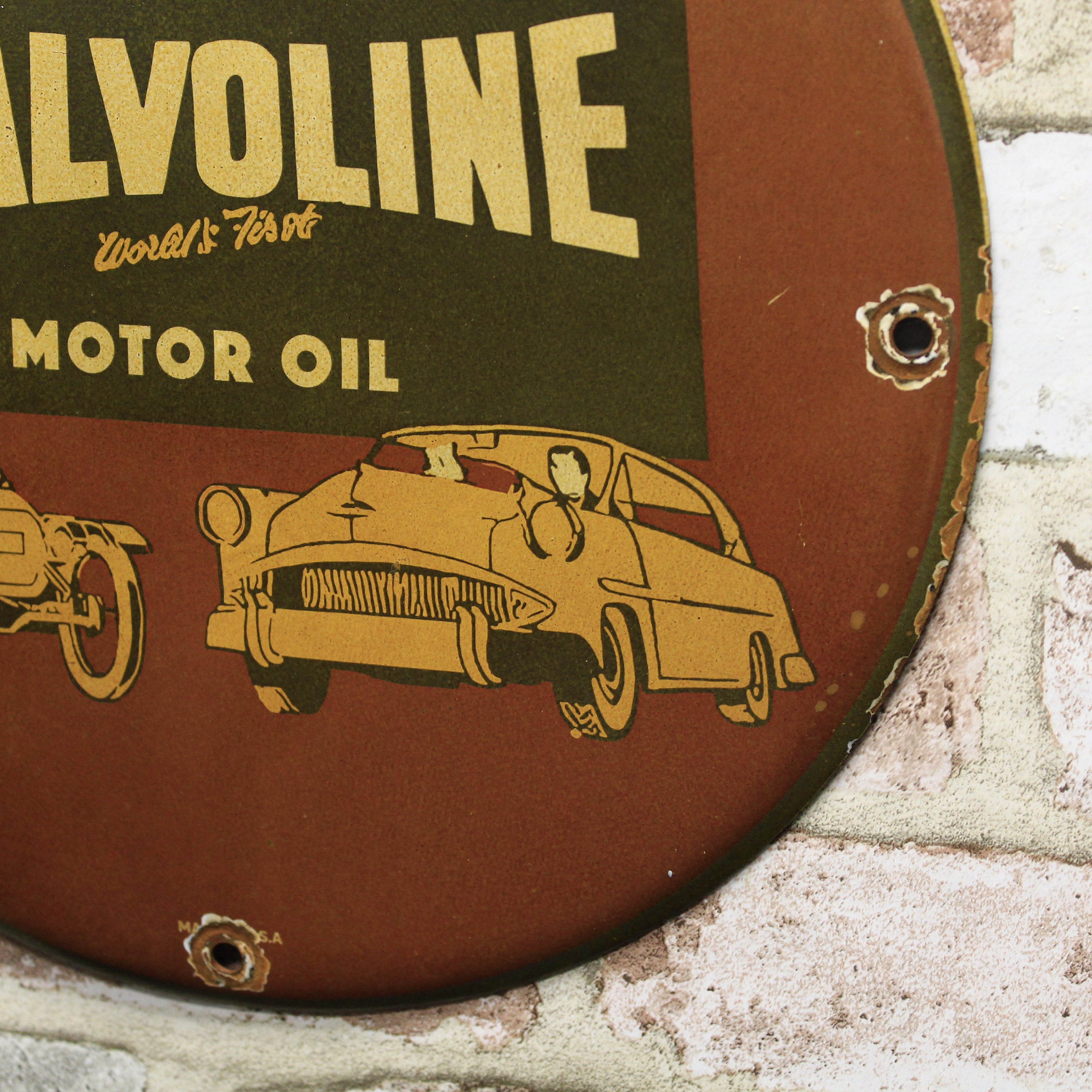 Valvoline Motor Oil Porcelain Enamel Sign (12in) MISSPELLED