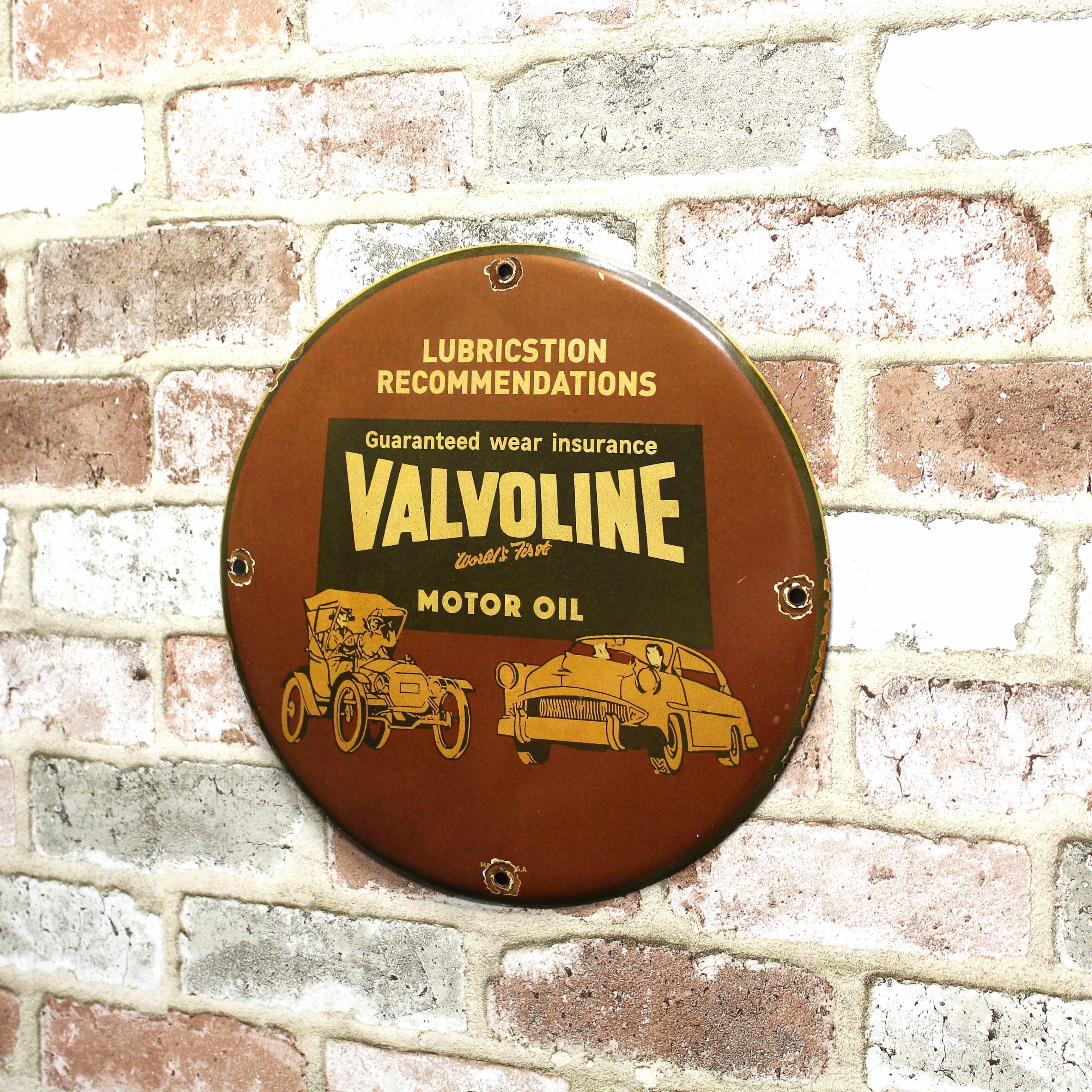 Valvoline Motor Oil Porcelain Enamel Sign (12in) MISSPELLED