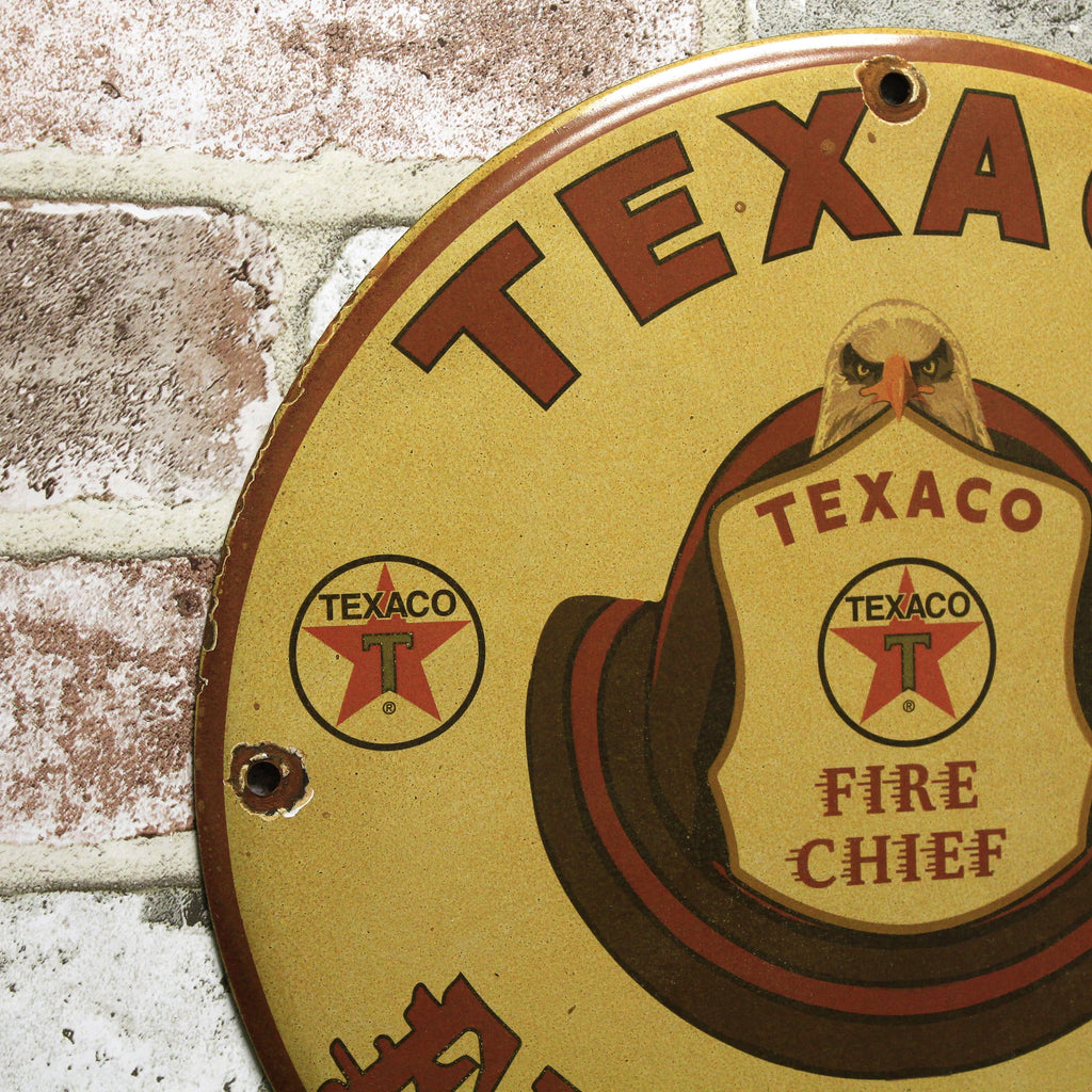 Texaco Fire-Chief Porcelain Enamel Sign (12in)