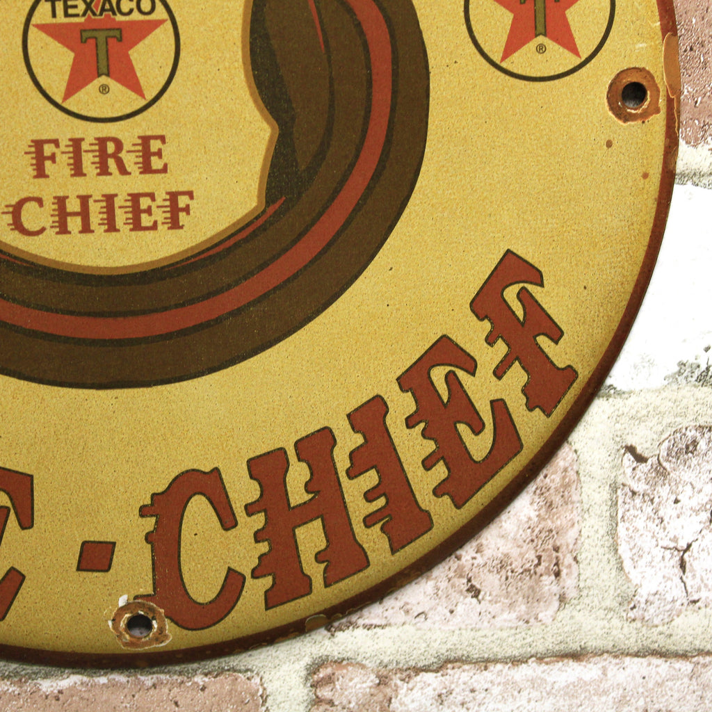 Texaco Fire-Chief Porcelain Enamel Sign (12in)