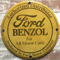 Ford Benzol Authorized Distributor Vintage Porcelain Enamel Sign (12in)