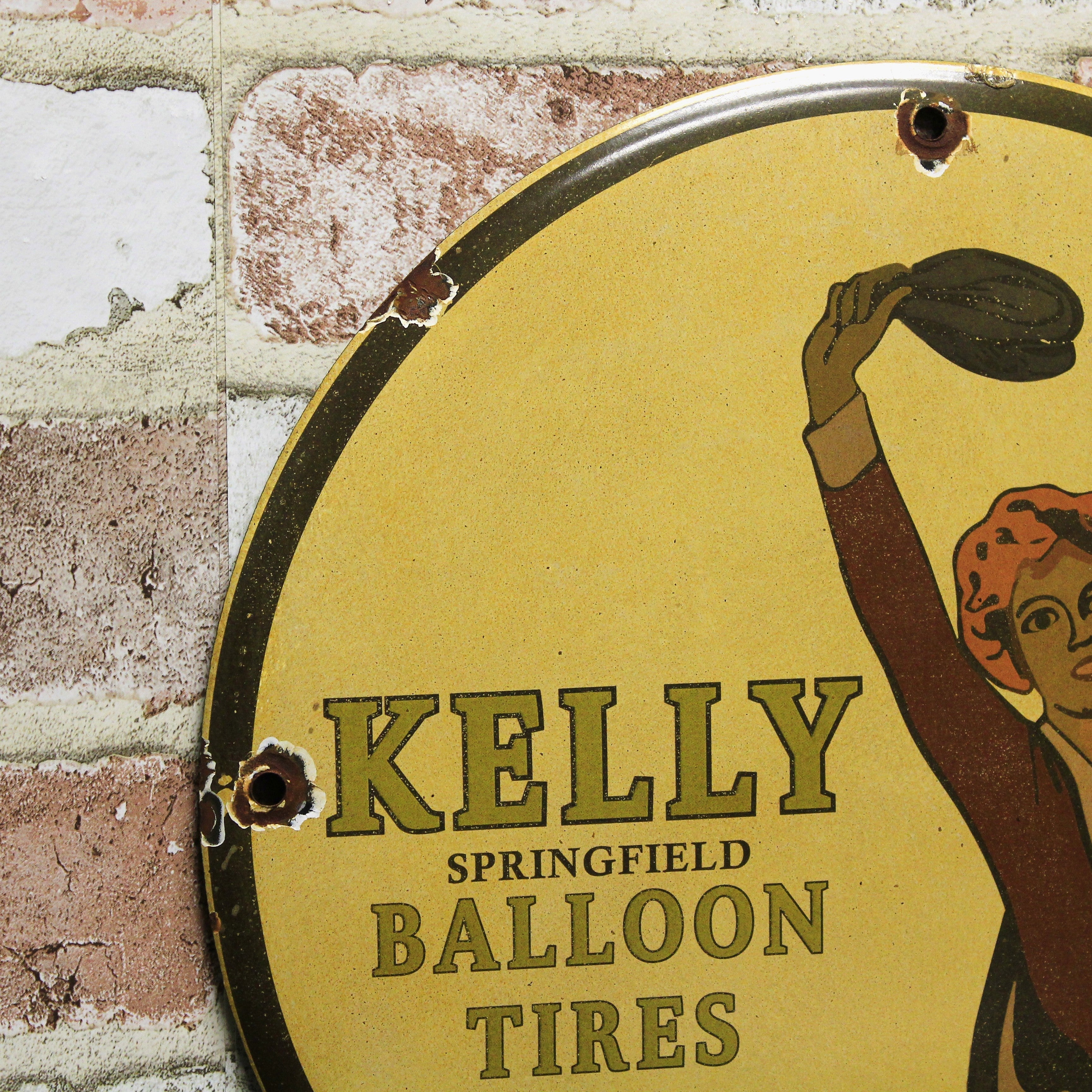 Kelly Springfield Balloon Tires Porcelain Enamel Sign (12in)