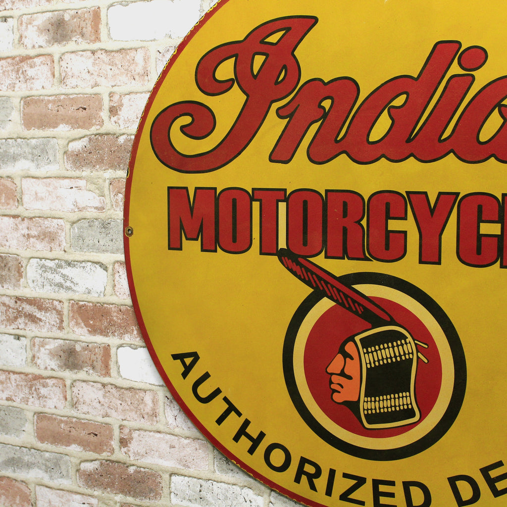 Indian Motorcycles Authorized Dealer Large Porcelain Enamel Sign