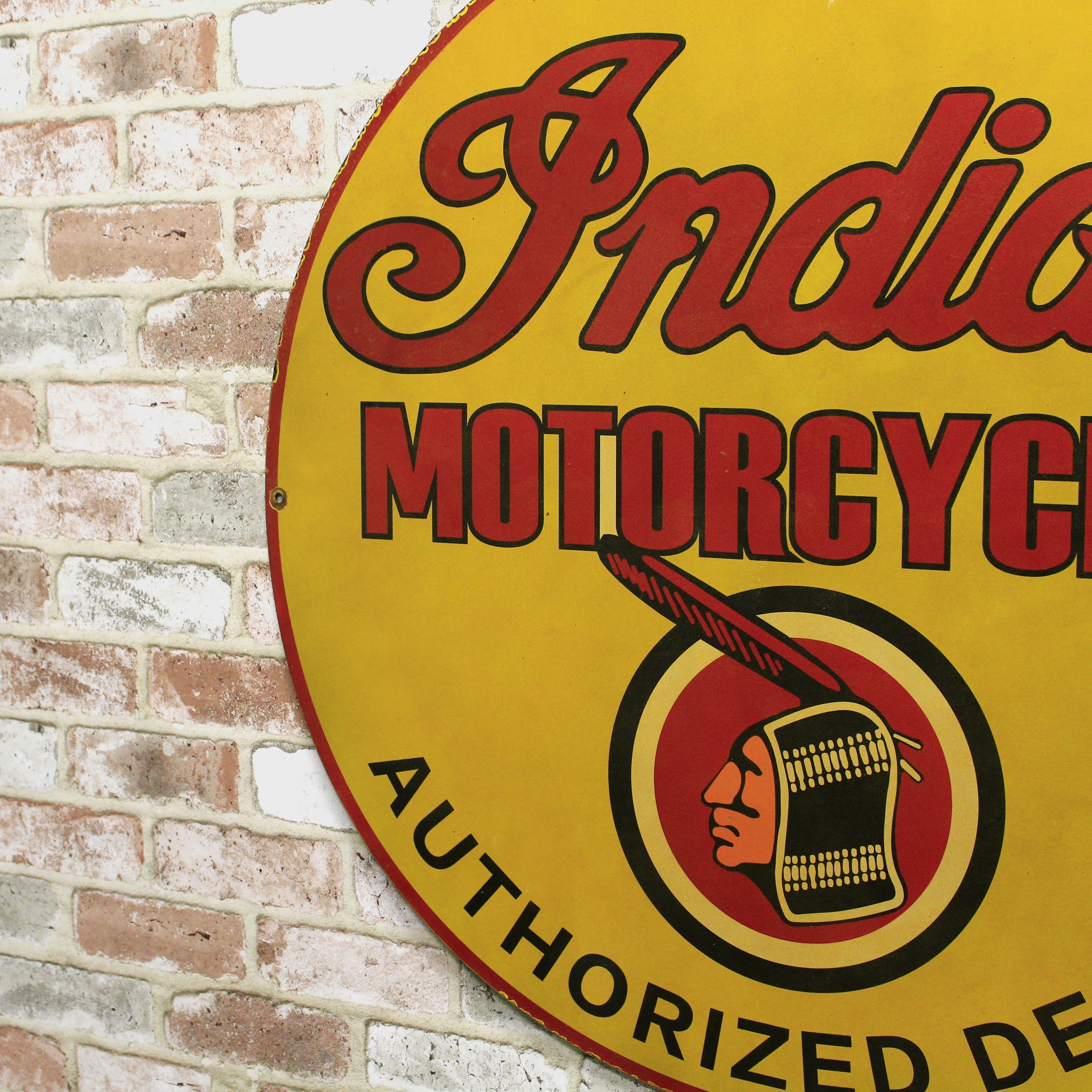 Indian Motorcycles Authorized Dealer Large Porcelain Enamel Sign