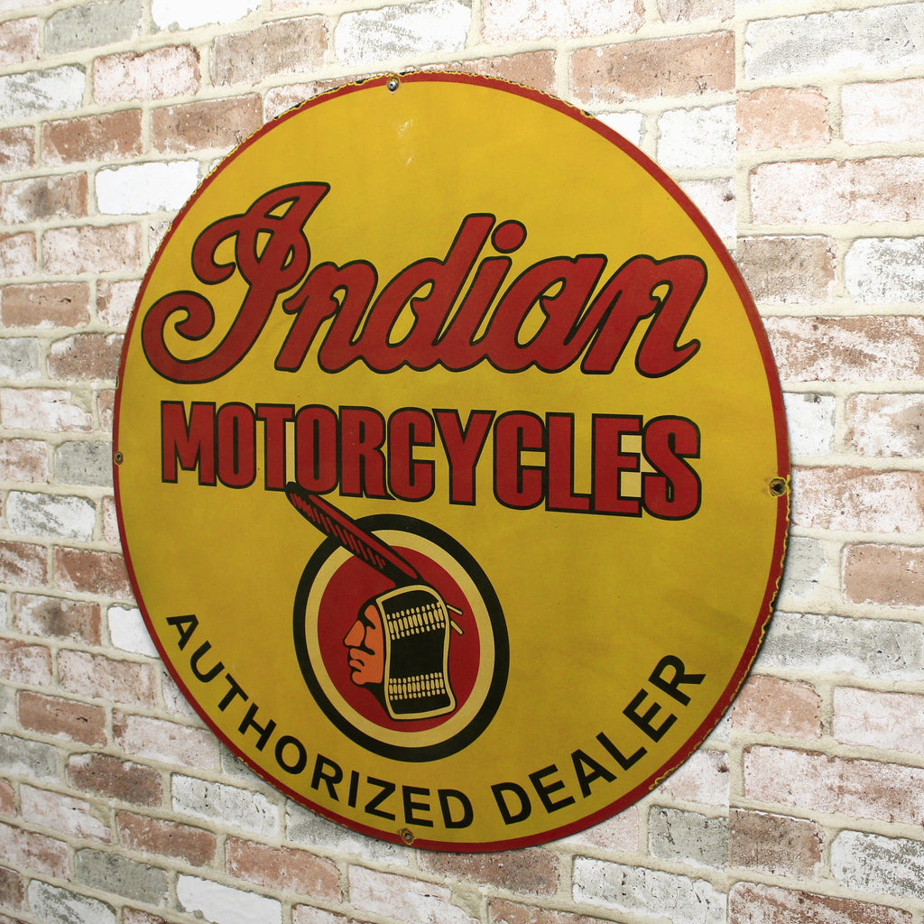 Indian Motorcycles Authorized Dealer Large Porcelain Enamel Sign