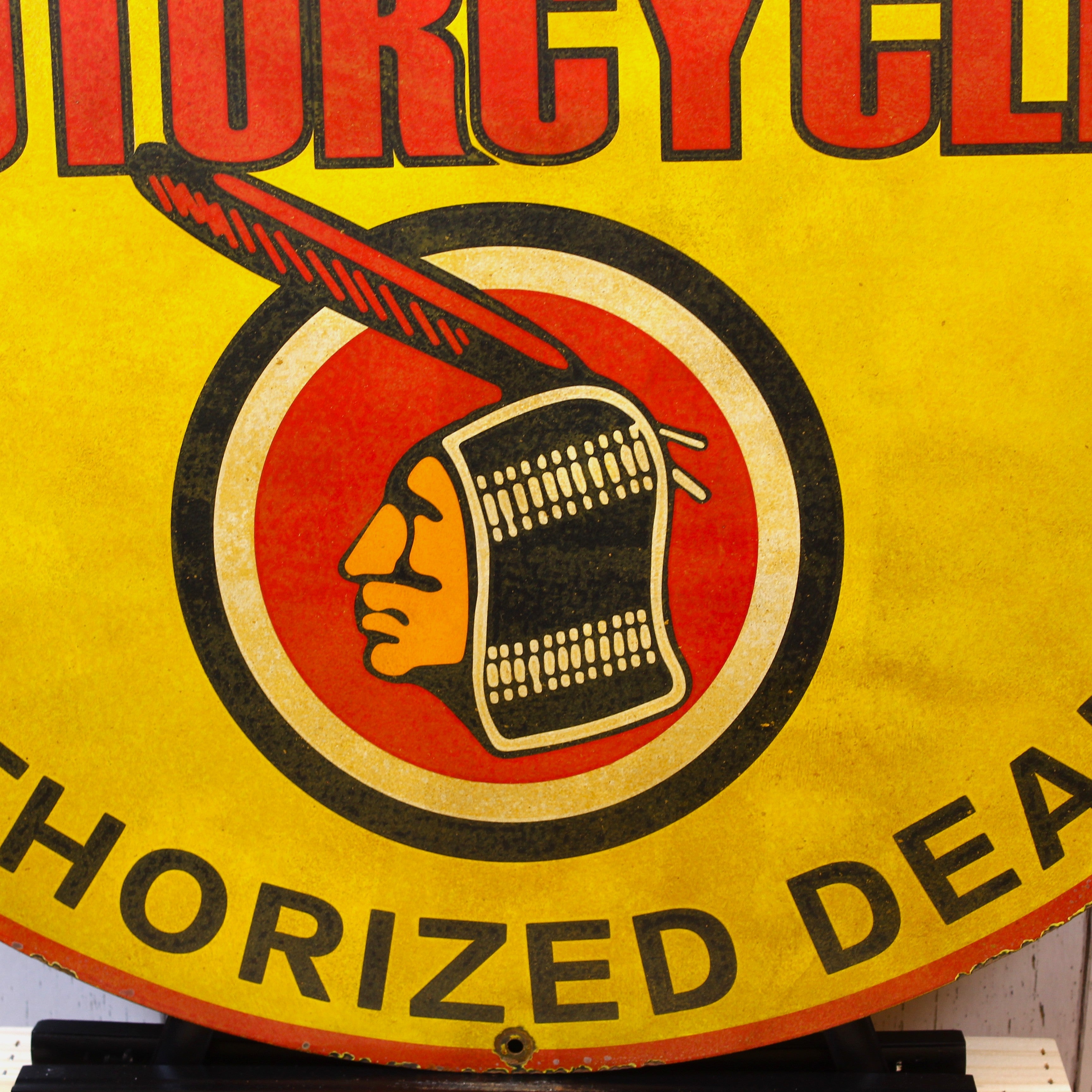 Indian Motorcycles Authorized Dealer Large Porcelain Enamel Sign