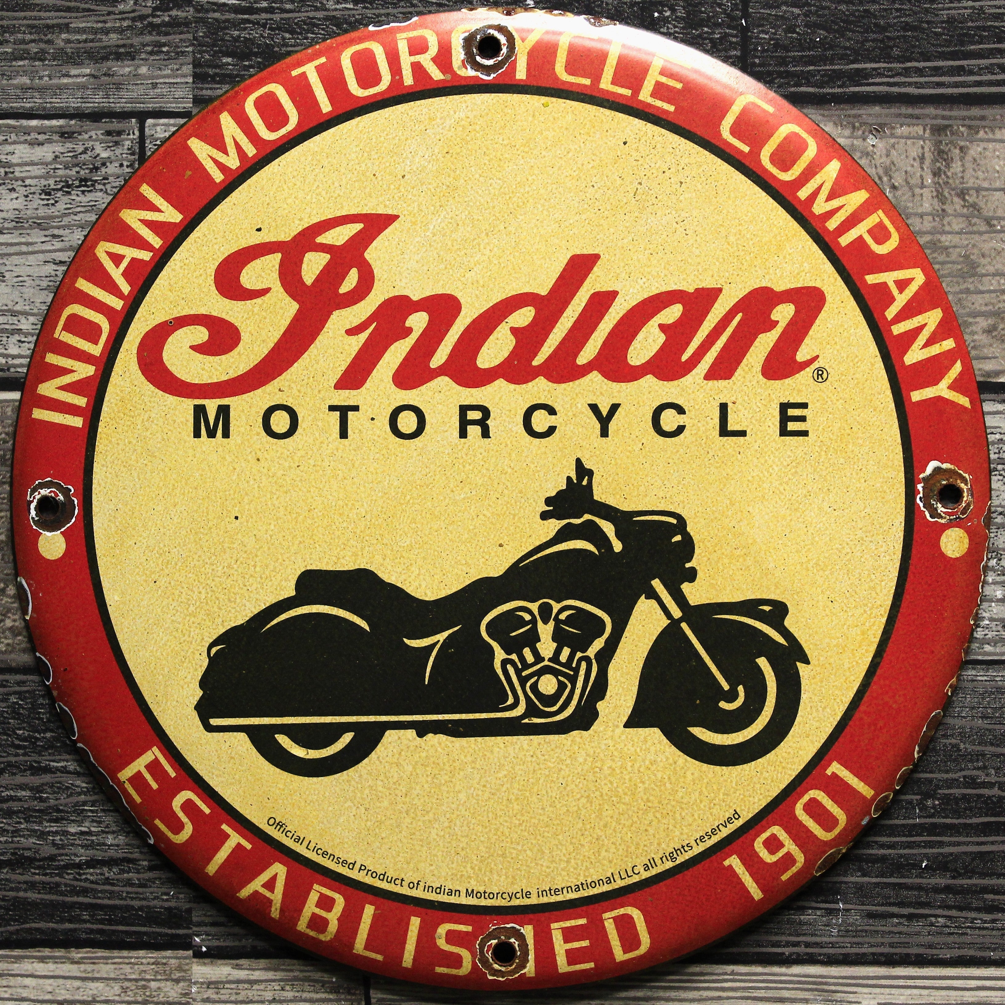 Indian Motorcycle Company Est. 1901 Vintage Porcelain Enamel Sign (12in)
