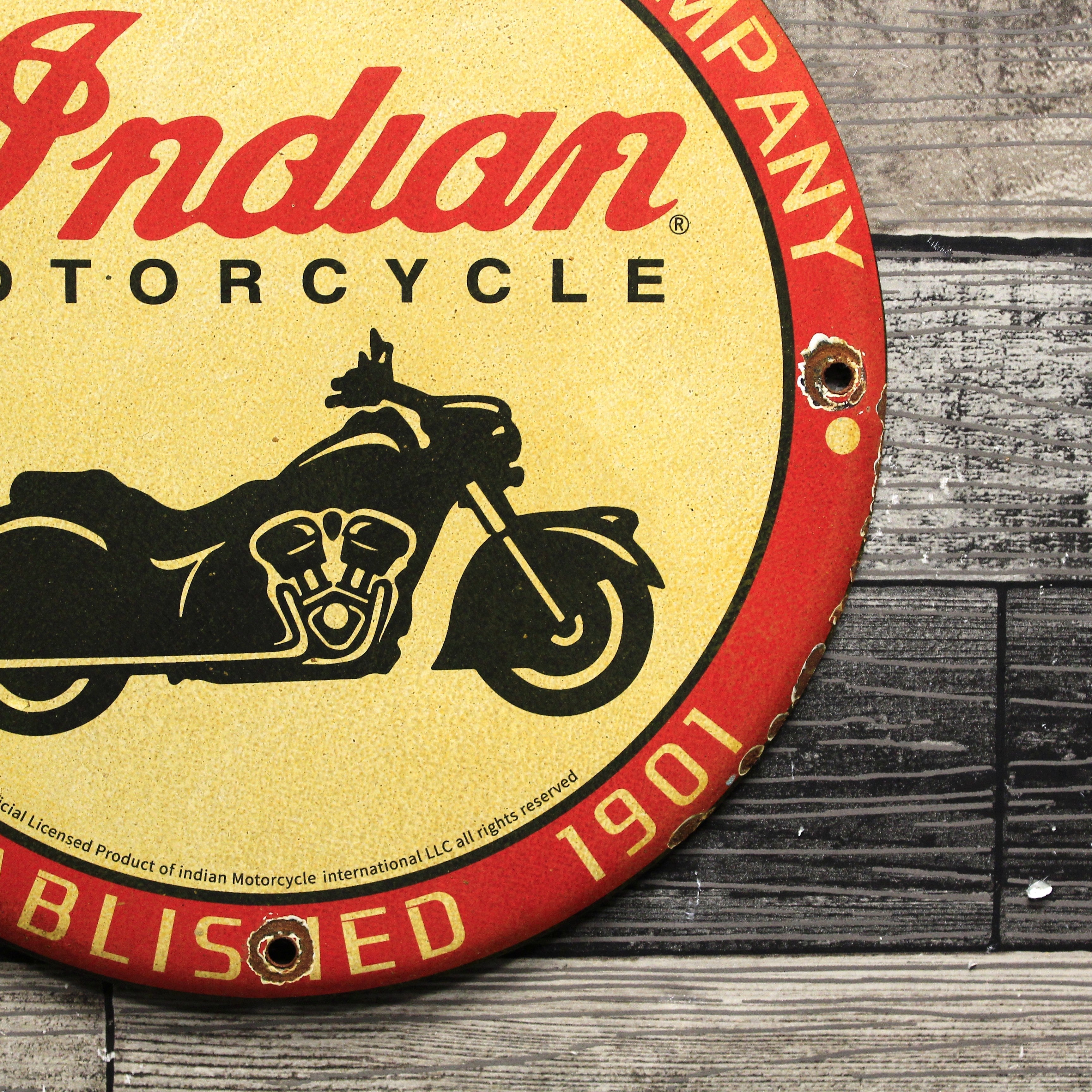 Indian Motorcycle Company Est. 1901 Vintage Porcelain Enamel Sign (12in)