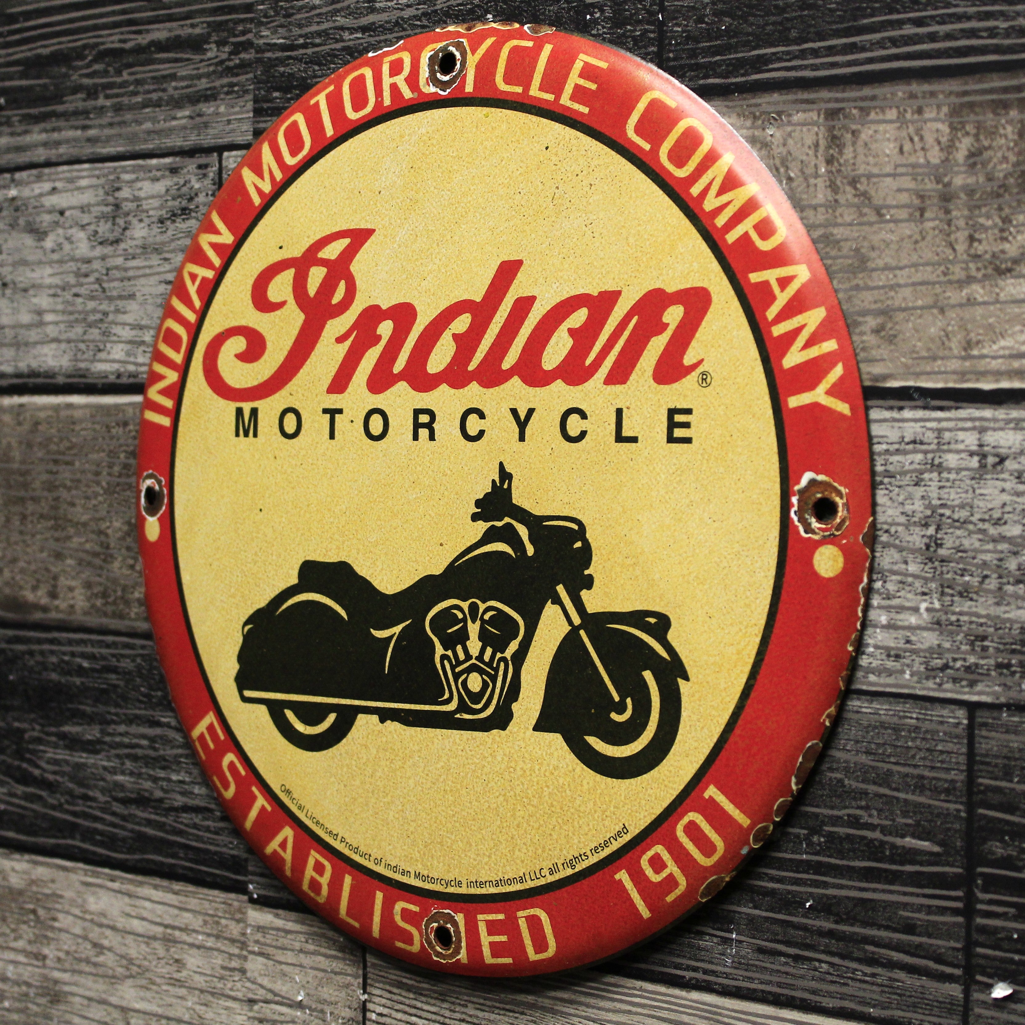 Indian Motorcycle Company Est. 1901 Vintage Porcelain Enamel Sign (12in)