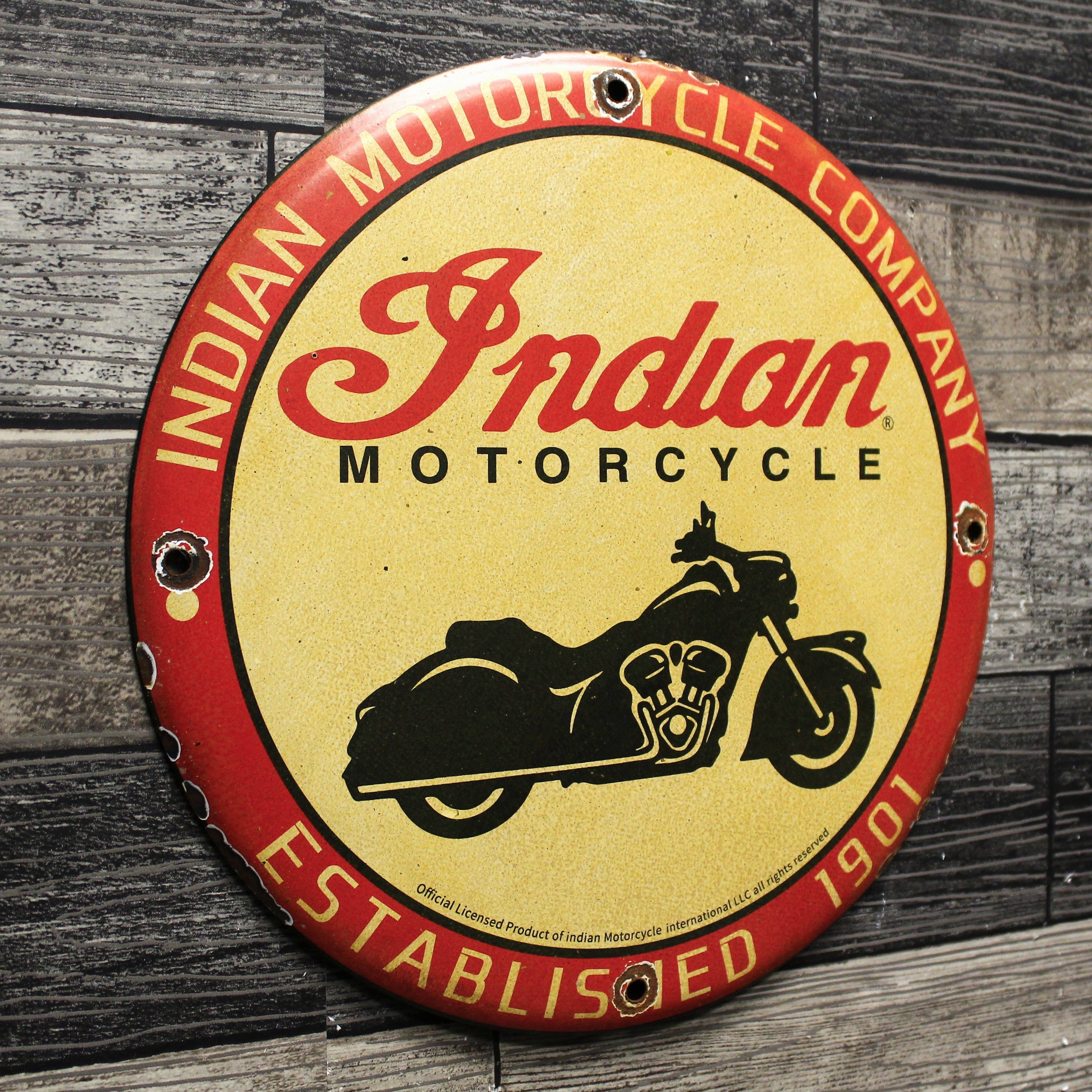 Indian Motorcycle Company Est. 1901 Vintage Porcelain Enamel Sign (12in)