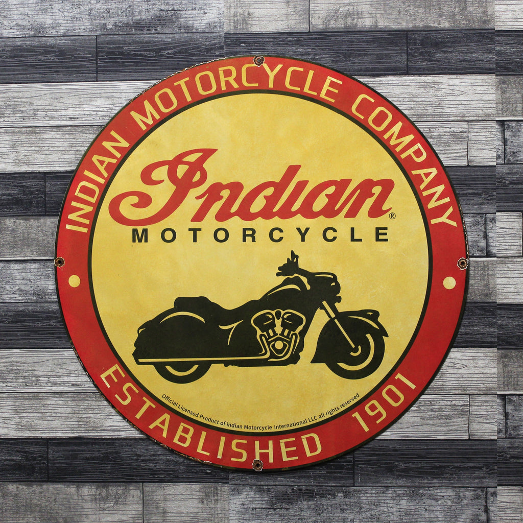 Indian Motorcycle Company Large 30-Inch Porcelain Metal Enamel Advertising Sign