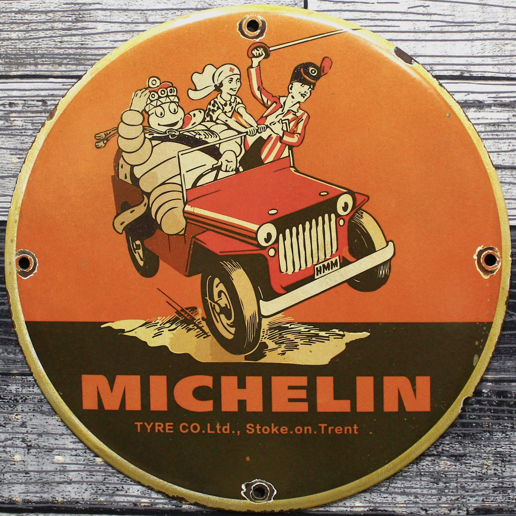 Michelin Tyre Co. Stoke on Trent Bibendum Porcelain Enamel Sign (12in)