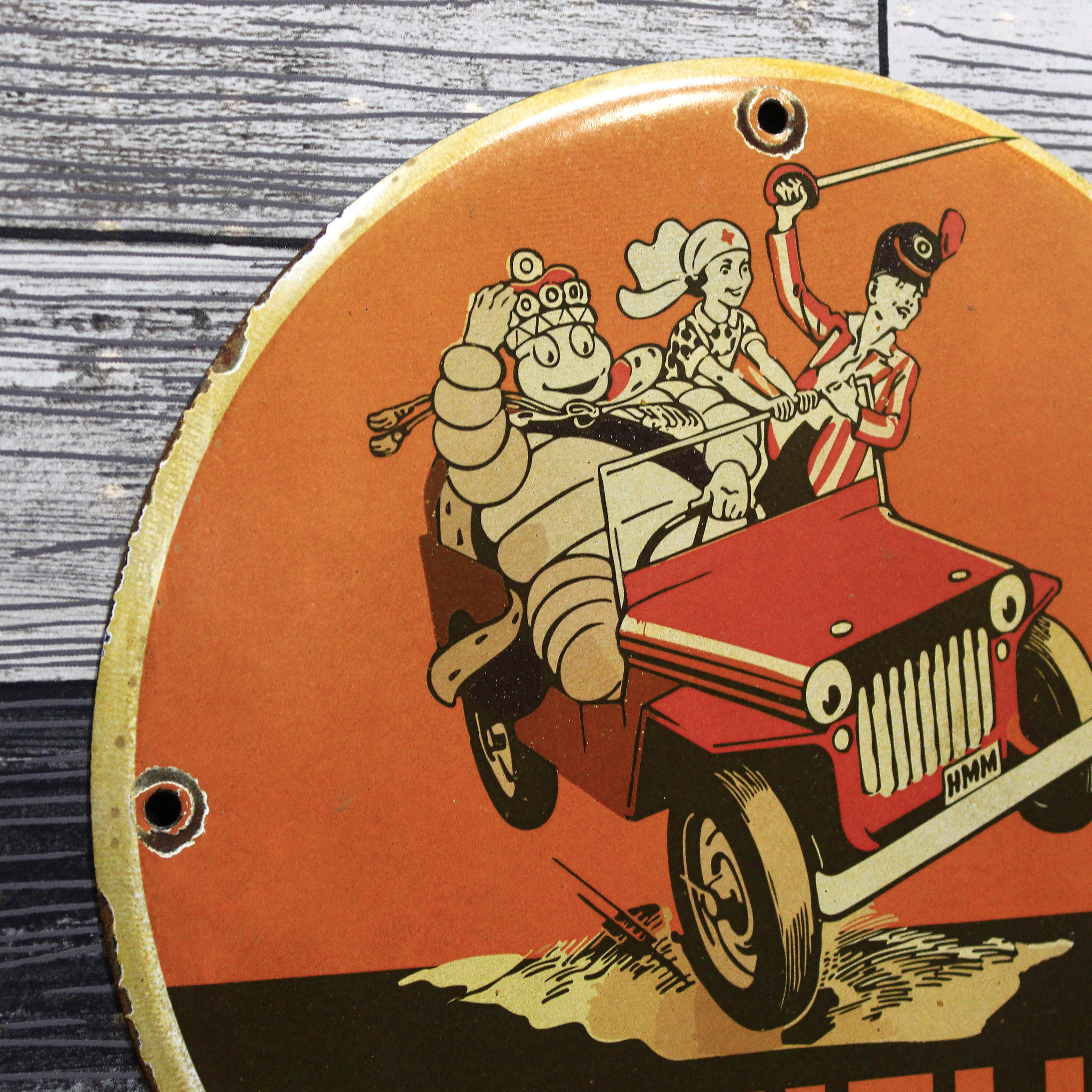 Michelin Tyre Co. Stoke on Trent Bibendum Porcelain Enamel Sign (12in)