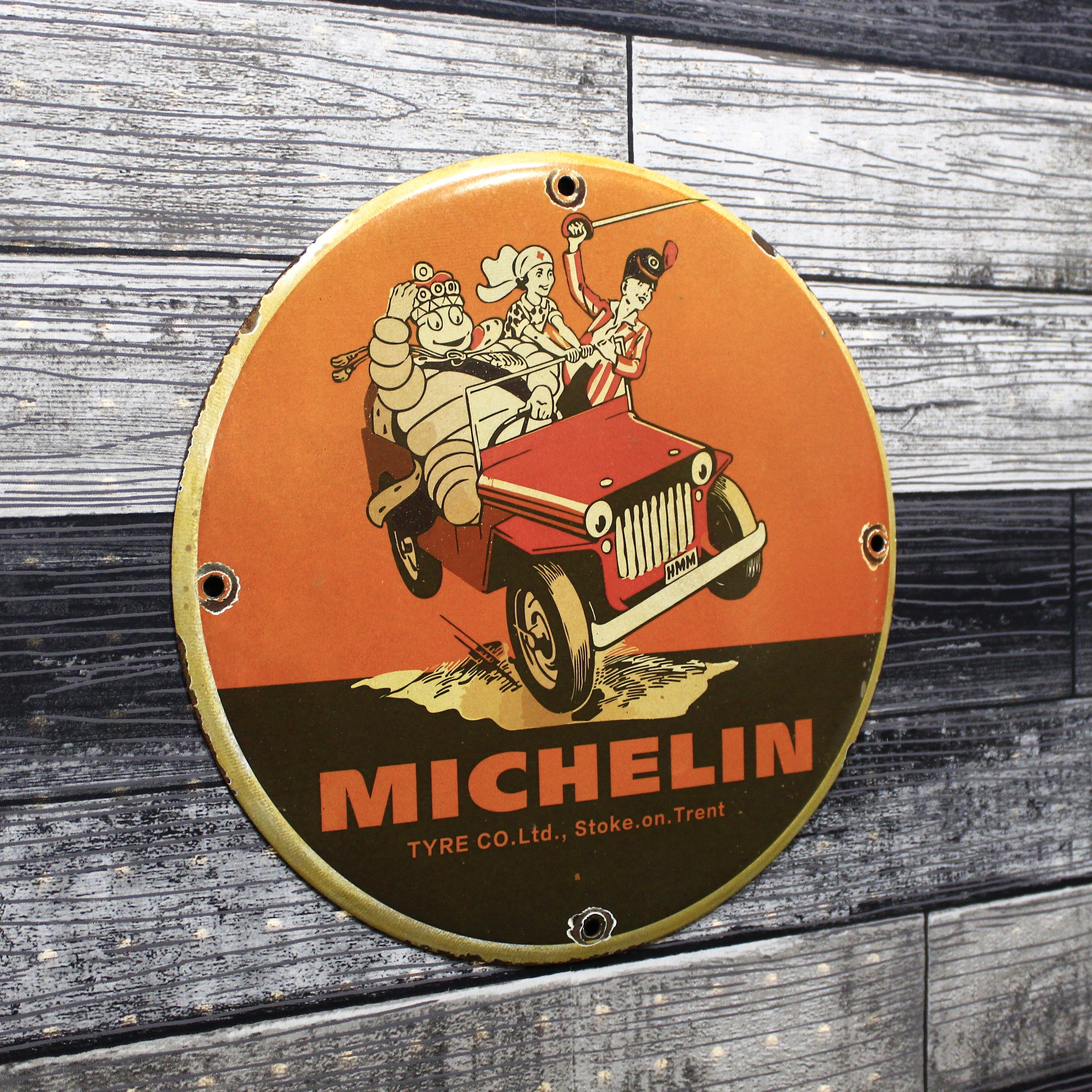 Michelin Tyre Co. Stoke on Trent Bibendum Porcelain Enamel Sign (12in)