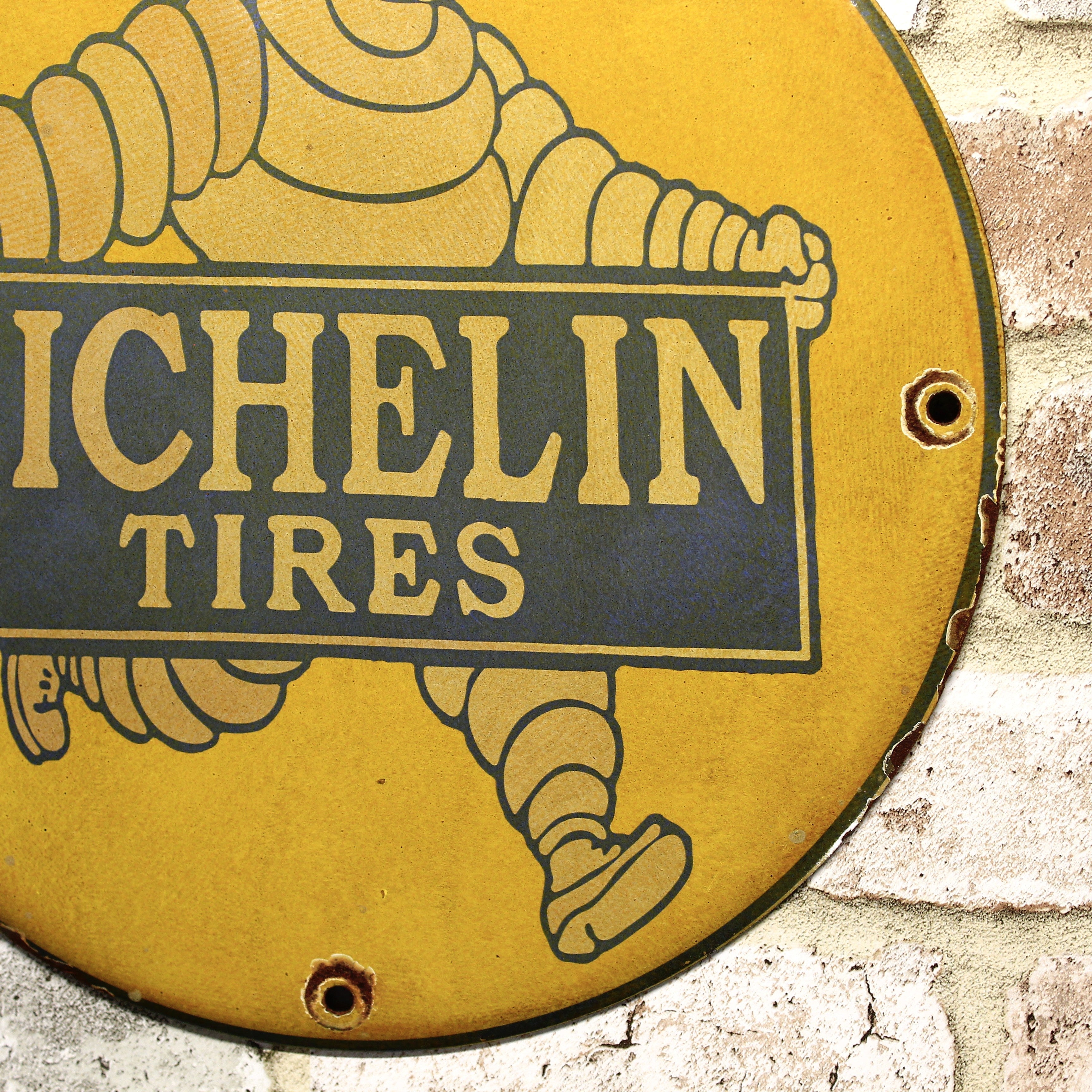Michelin Tires Bibendum Porcelain Enamel Sign (12in)