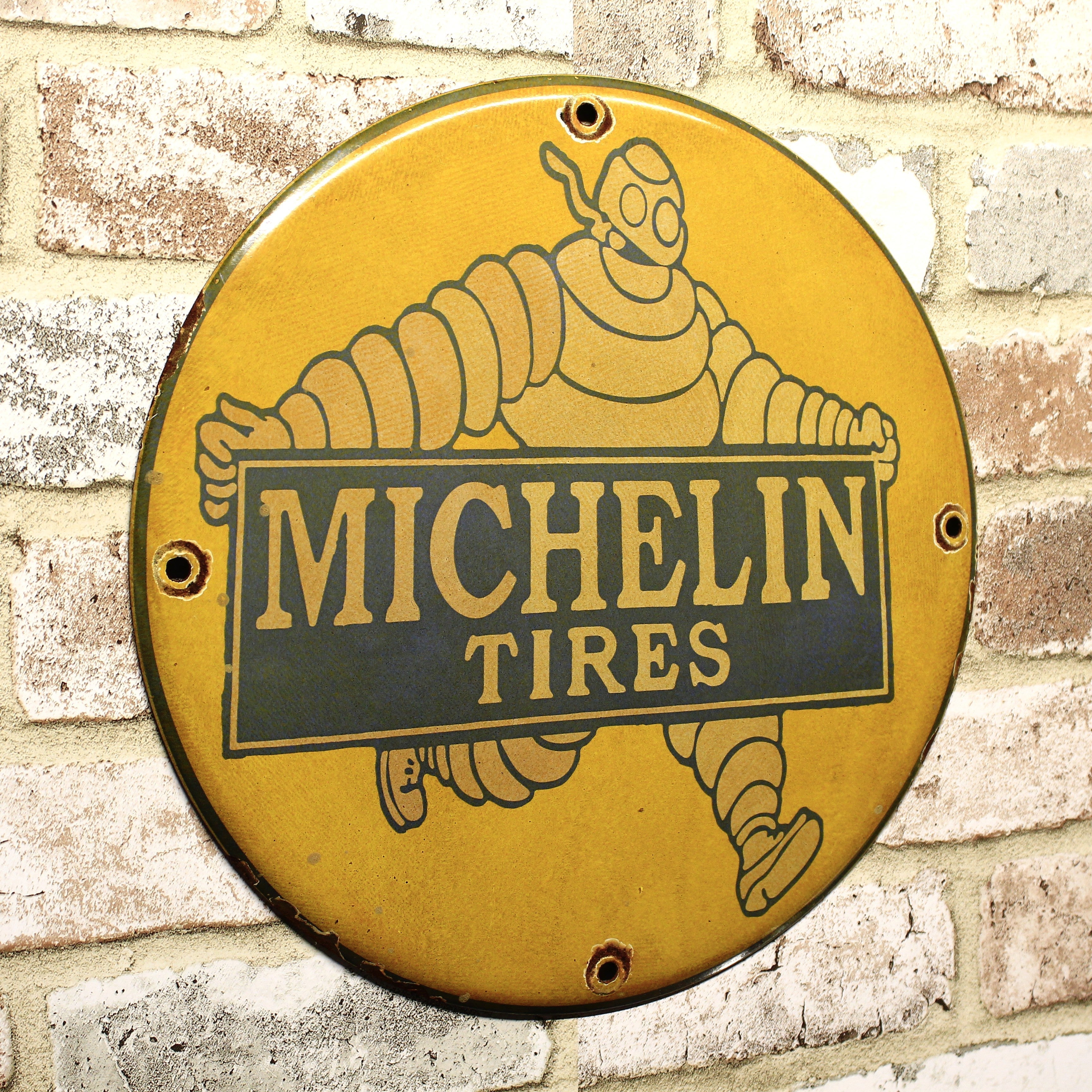 Michelin Tires Bibendum Porcelain Enamel Sign (12in)