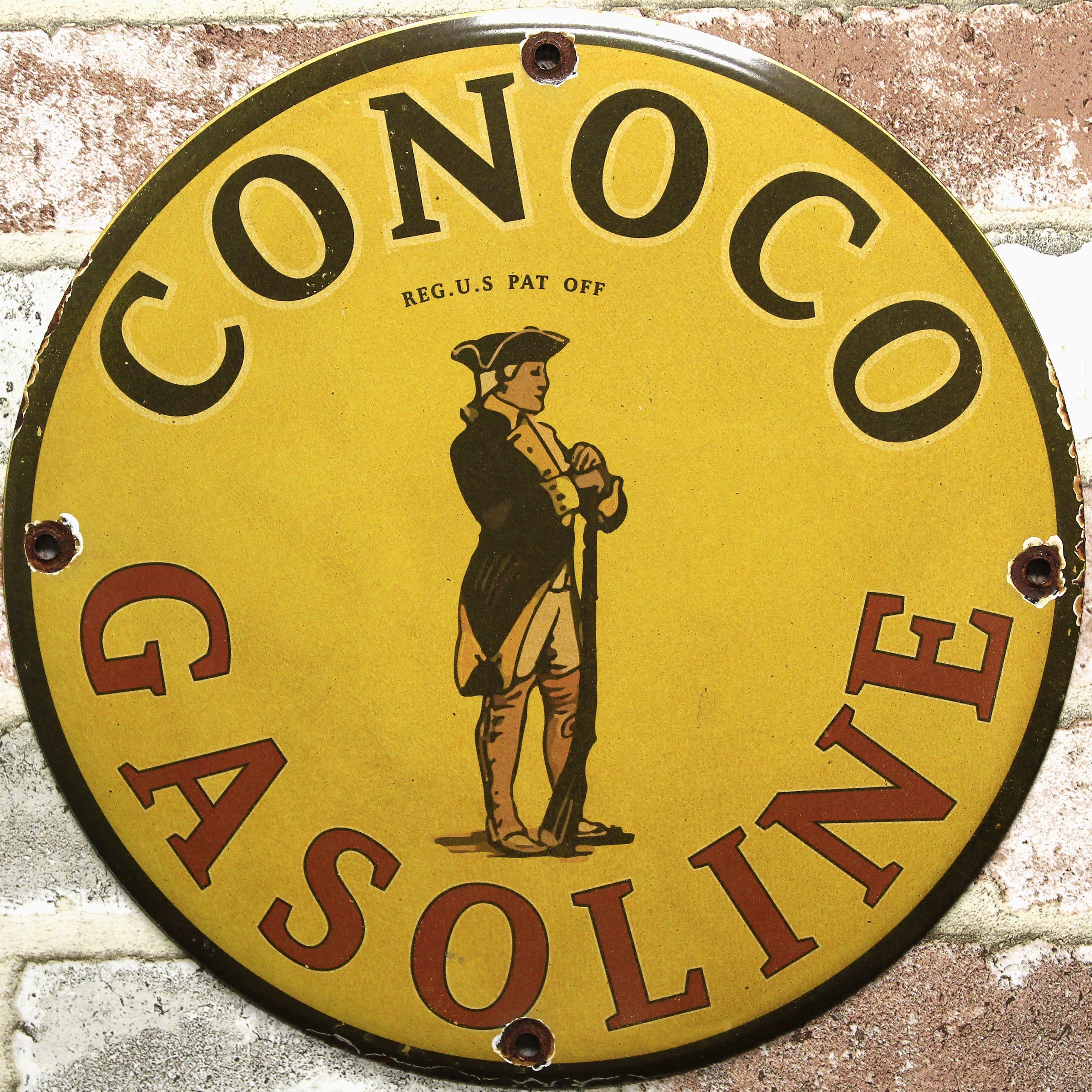 Conoco Gasoline Porcelain Enamel Sign (12in)