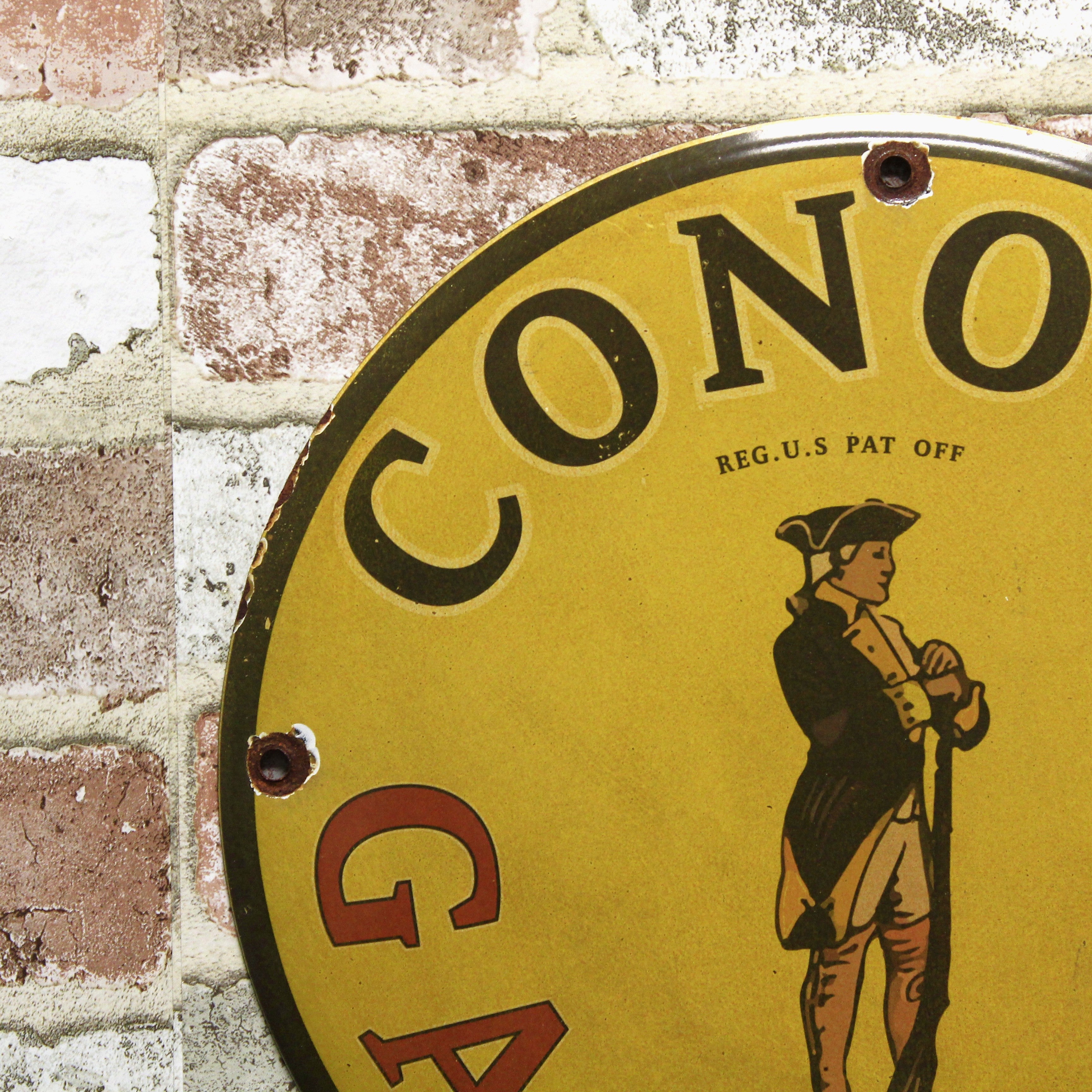 Conoco Gasoline Porcelain Enamel Sign (12in)