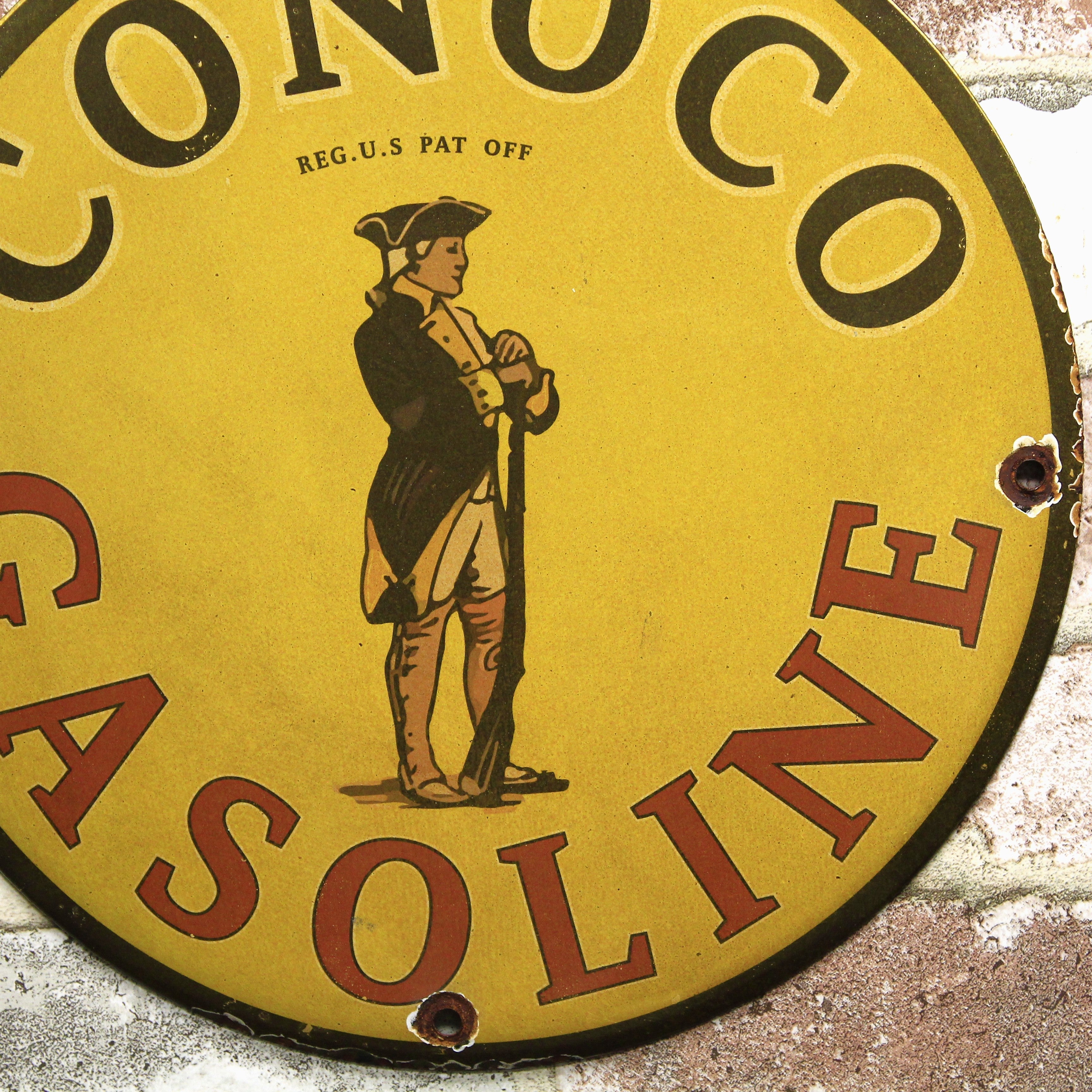 Conoco Gasoline Porcelain Enamel Sign (12in)