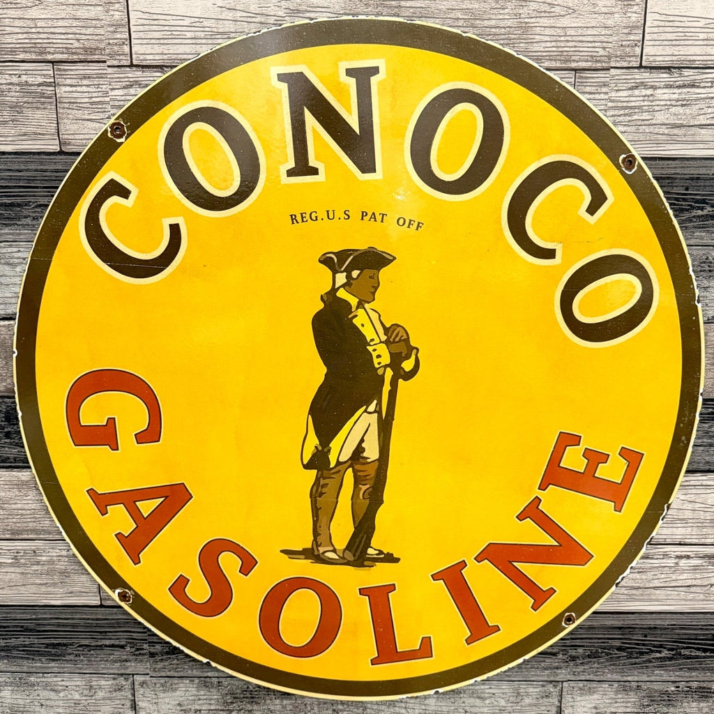 Conoco Gasoline Large Porcelain Enamel Antique Advertising