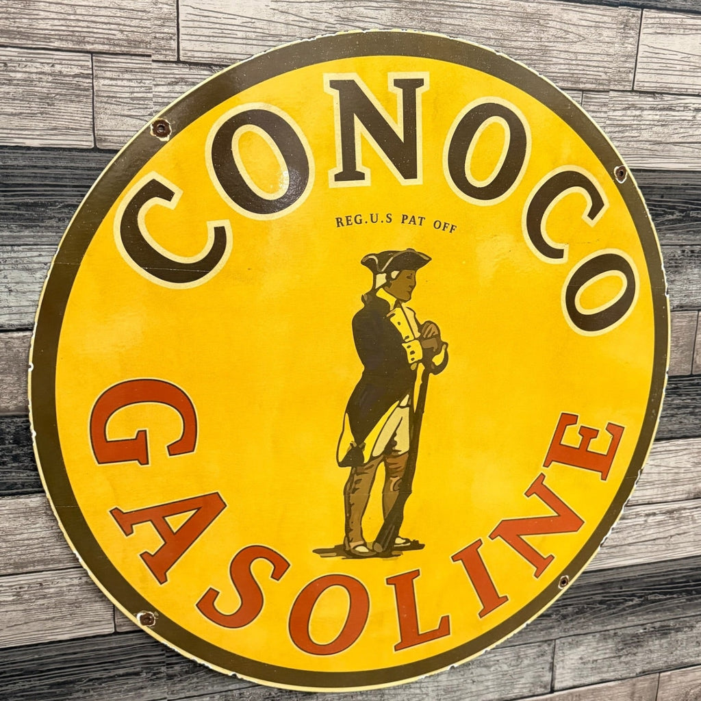 Conoco Gasoline Large Porcelain Enamel Antique Advertising