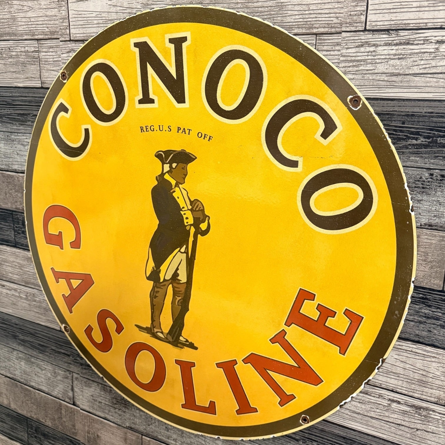 Conoco Gasoline Large Porcelain Enamel Antique Advertising