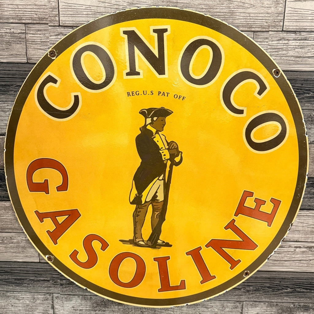 Conoco Gasoline Large Porcelain Enamel Antique Advertising