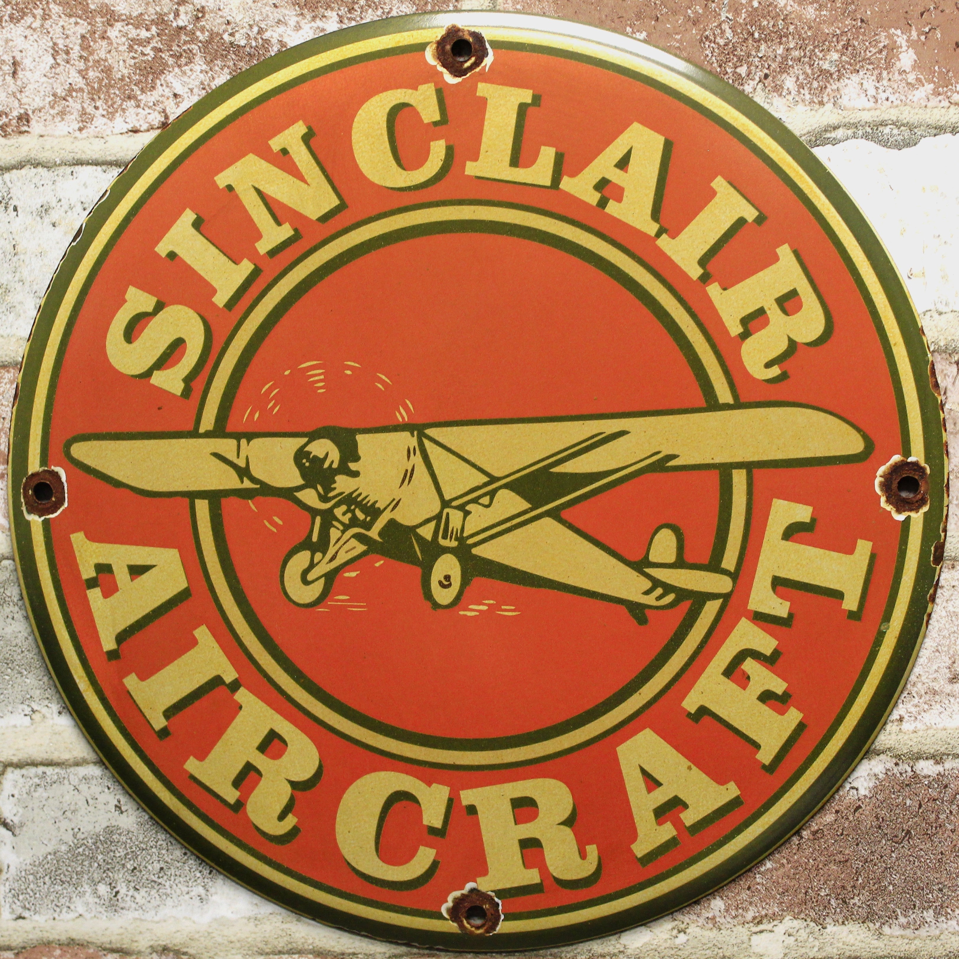 Sinclair Aircraft Vintage Aviation Oil Porcelain Gas Pump Sign (12in)