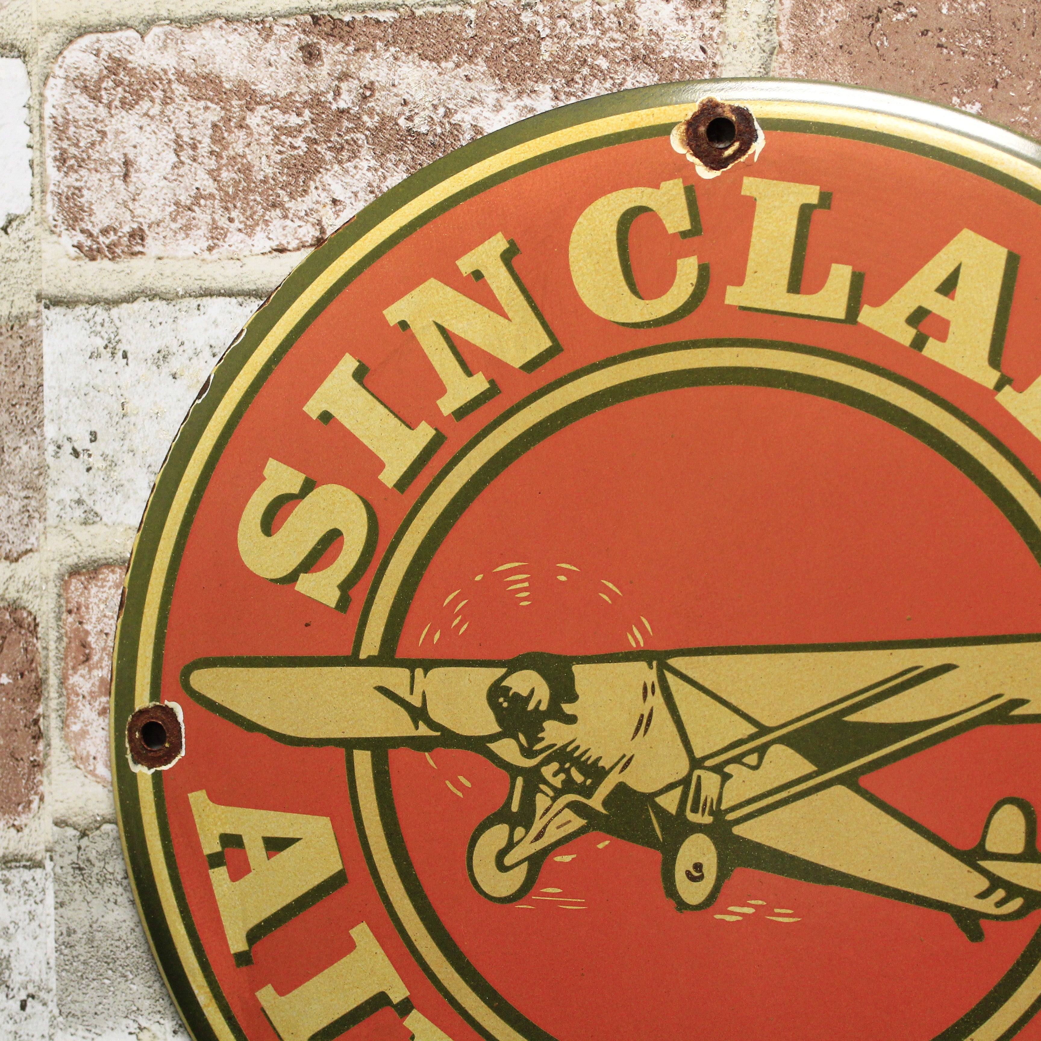 Sinclair Aircraft Vintage Aviation Oil Porcelain Gas Pump Sign (12in)