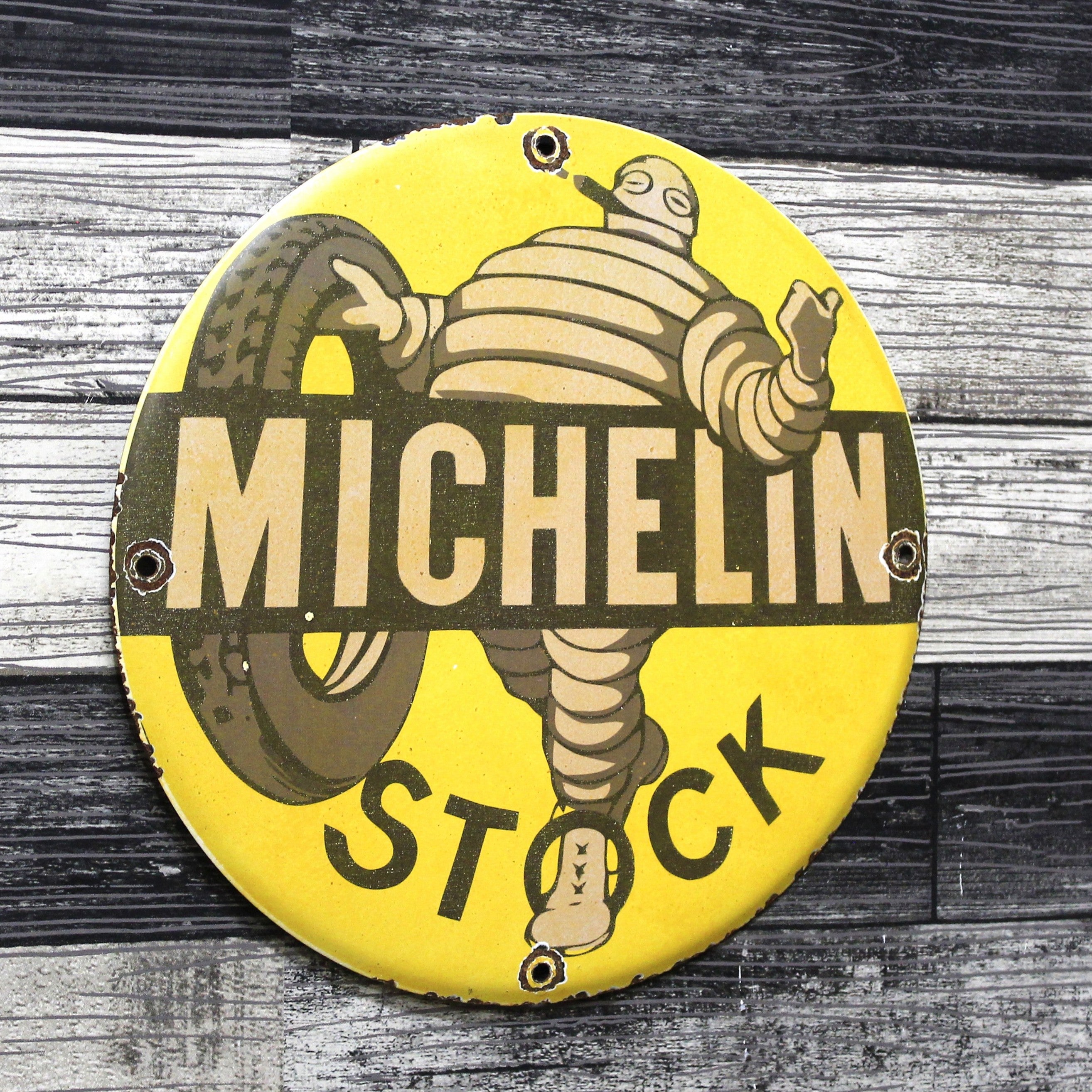 Michelin Stock Tires Vintage Porcelain Enamel Sign (12in)