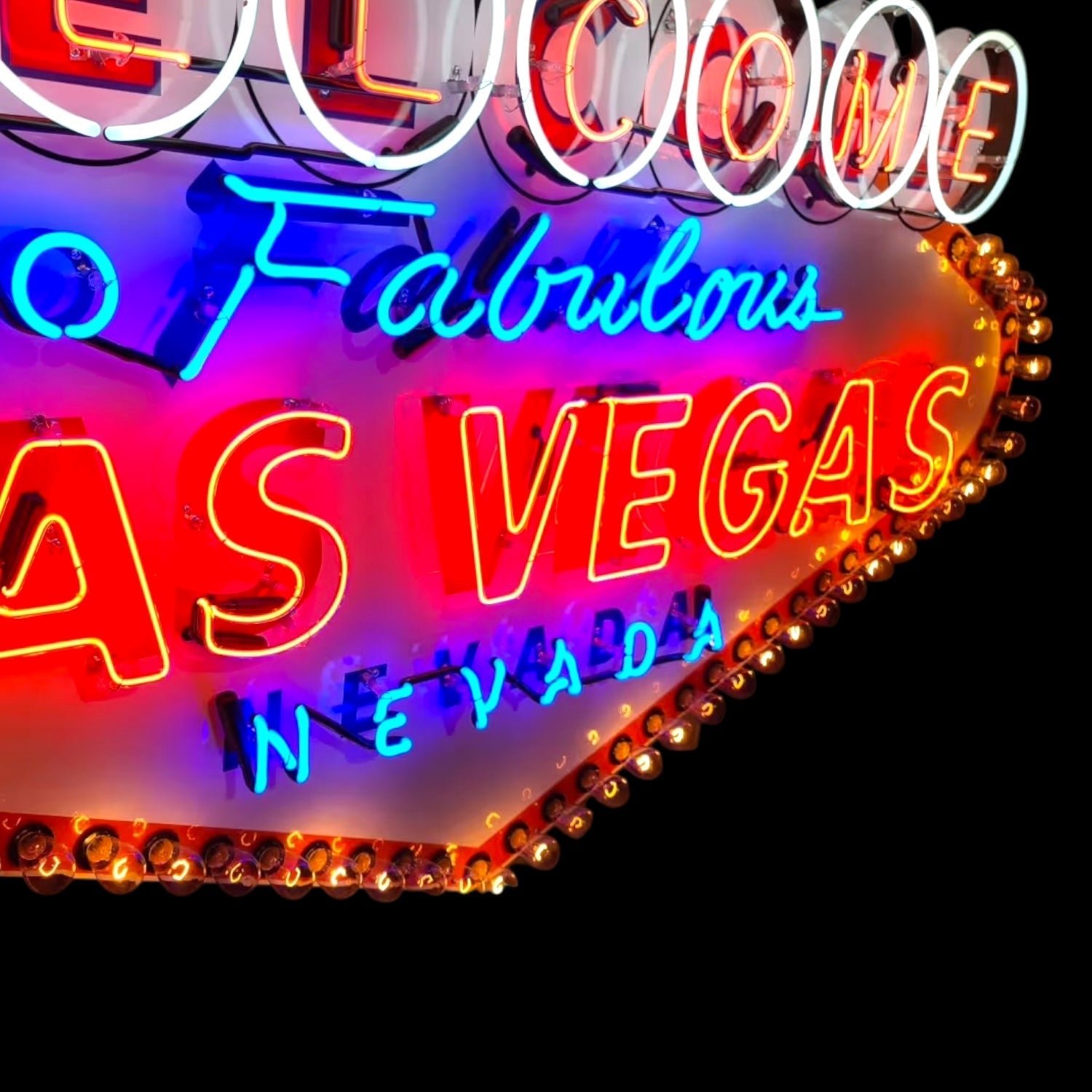 Welcome to Las Vegas - Glass Neon Sign with Metal Can - Iconic Vintage Monument XL 60in/72in/84in Large Scale Replica
