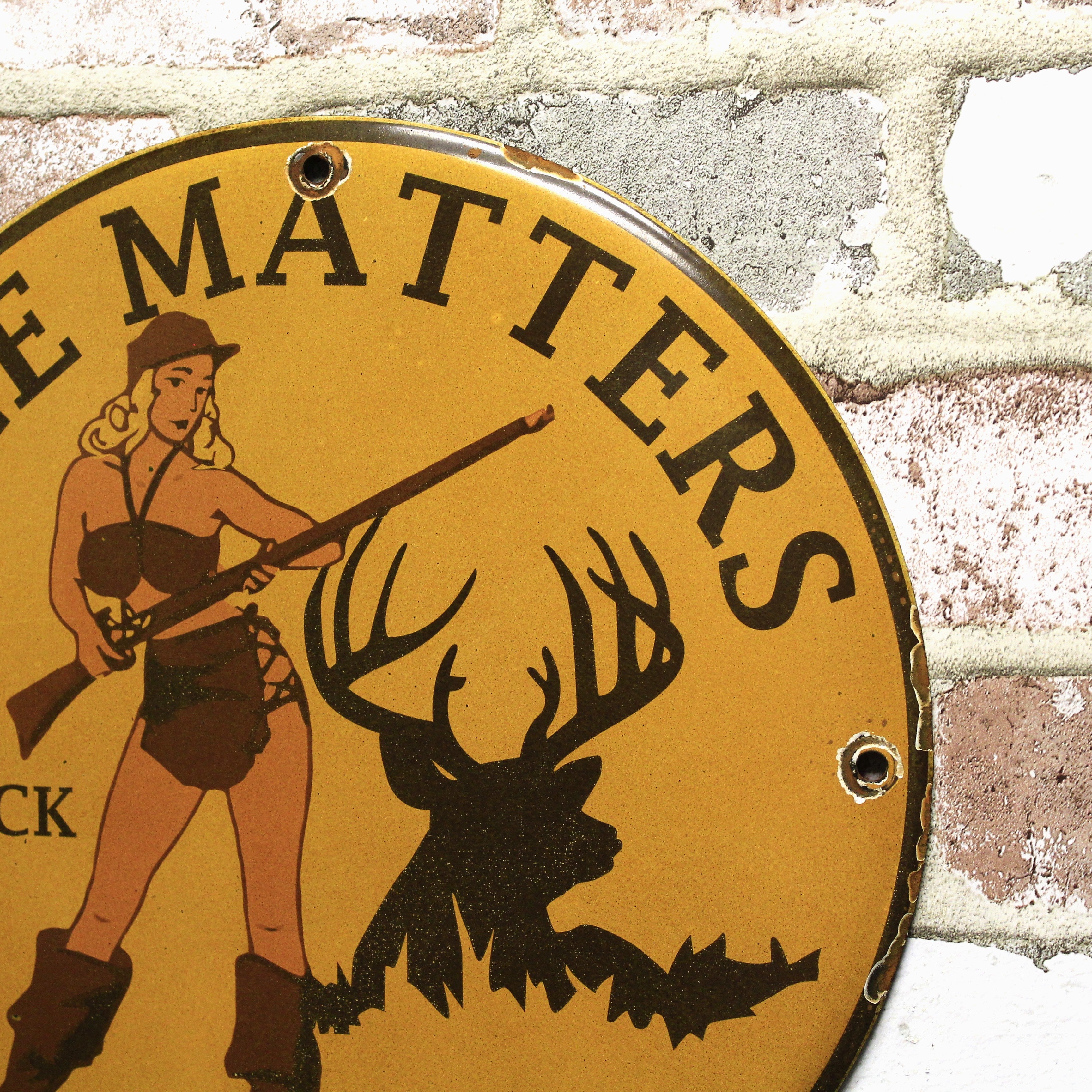 Size Matters Nice Rack Porcelain Enamel Sign (12in)