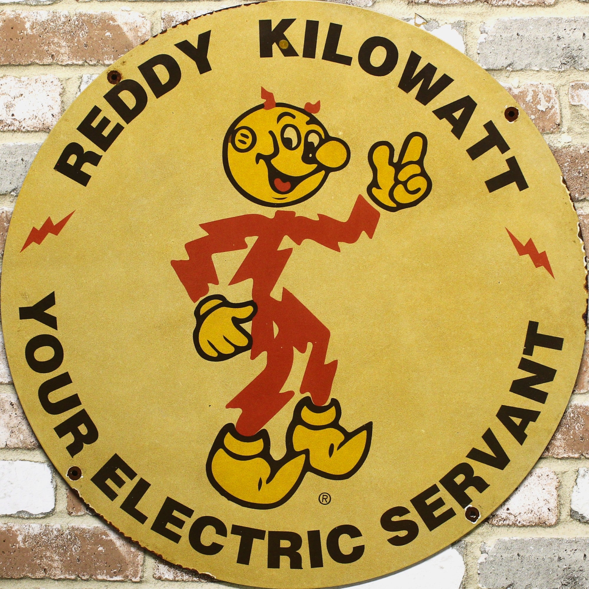 2Ft Reddy Kilowatt Electric Servant Porcelain Enamel Sign (24-Inch)