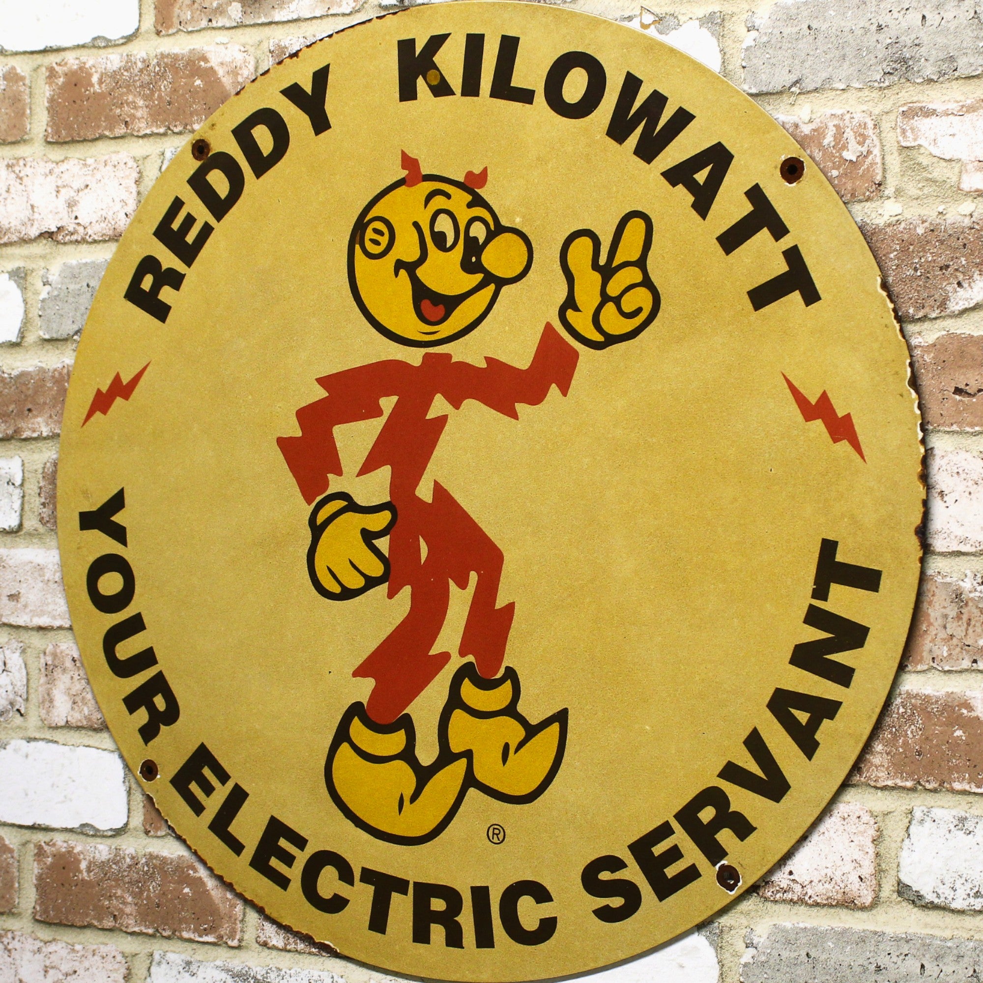 2Ft Reddy Kilowatt Electric Servant Porcelain Enamel Sign (24-Inch)