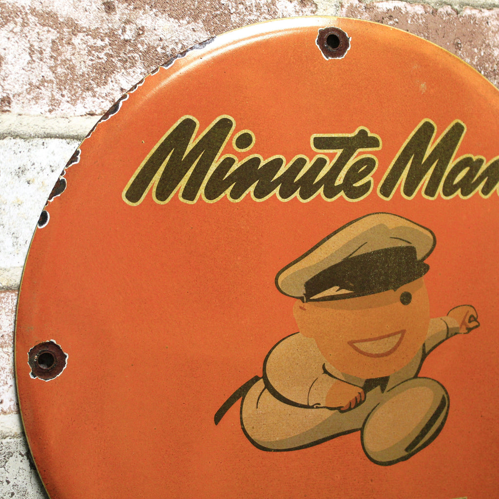 Minute Man Service Porcelain Enamel Sign (12in)