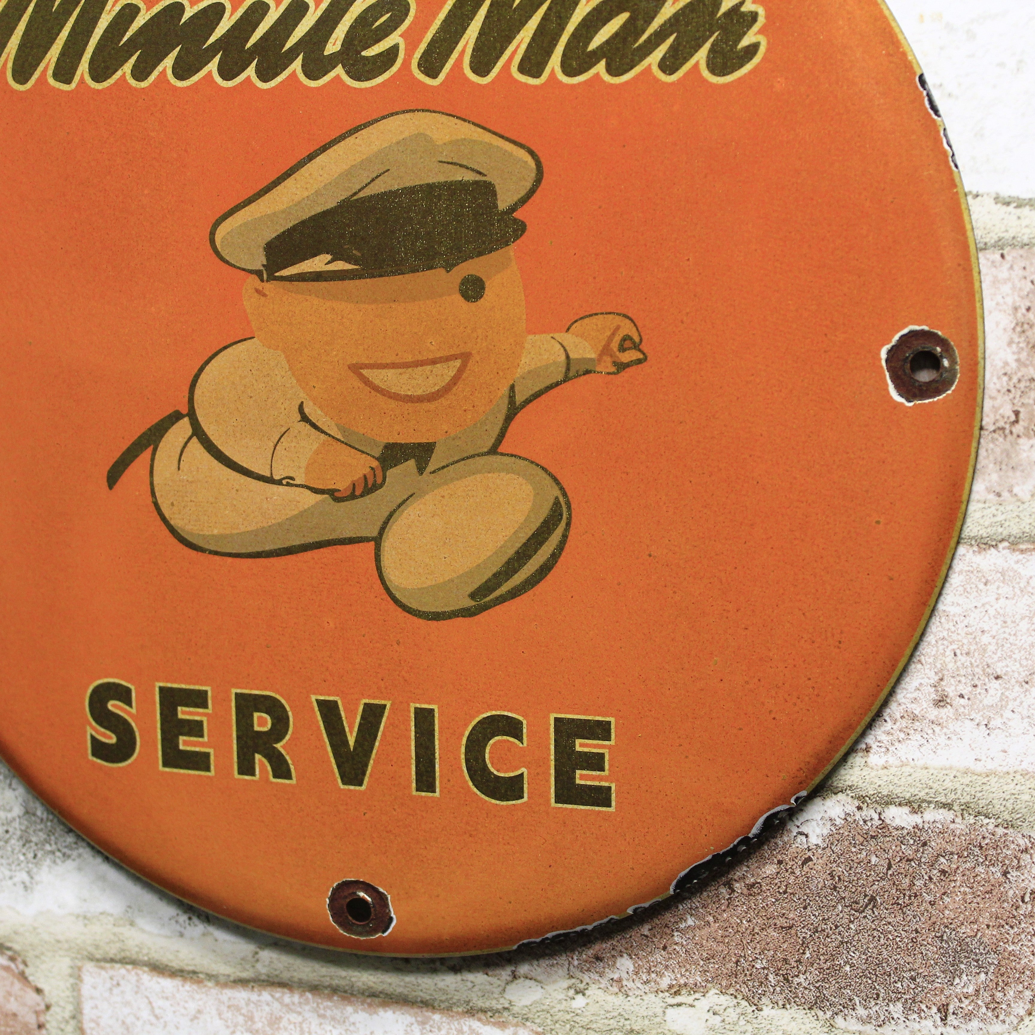Minute Man Service Porcelain Enamel Sign (12in)