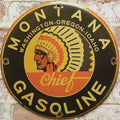 Montana Chief Gasoline Porcelain Enamel Sign (12in)