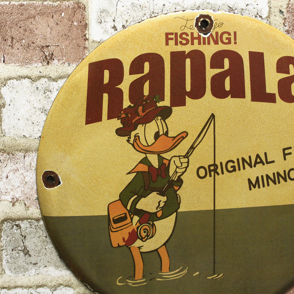 Rapala Fishing Donald Duck Original Finnish Minnow Porcelain Enamel Sign (12in)