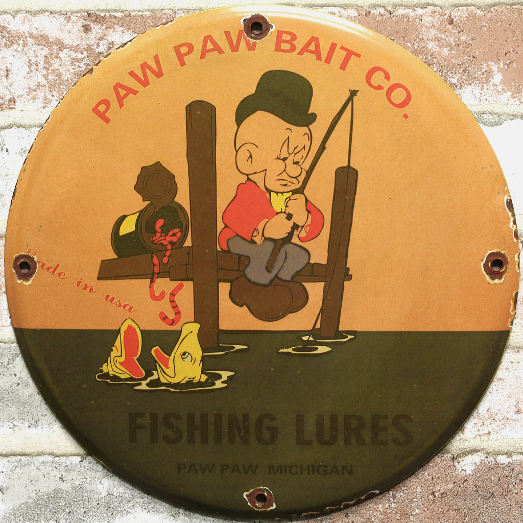 Paw Paw Bait Co Elmer Fudd Porcelain Enamel Sign (12in)