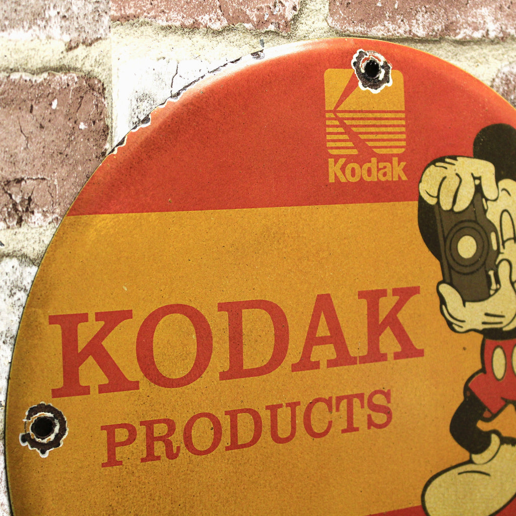 Kodak Products Mickey Mouse Porcelain Enamel Sign (12in)