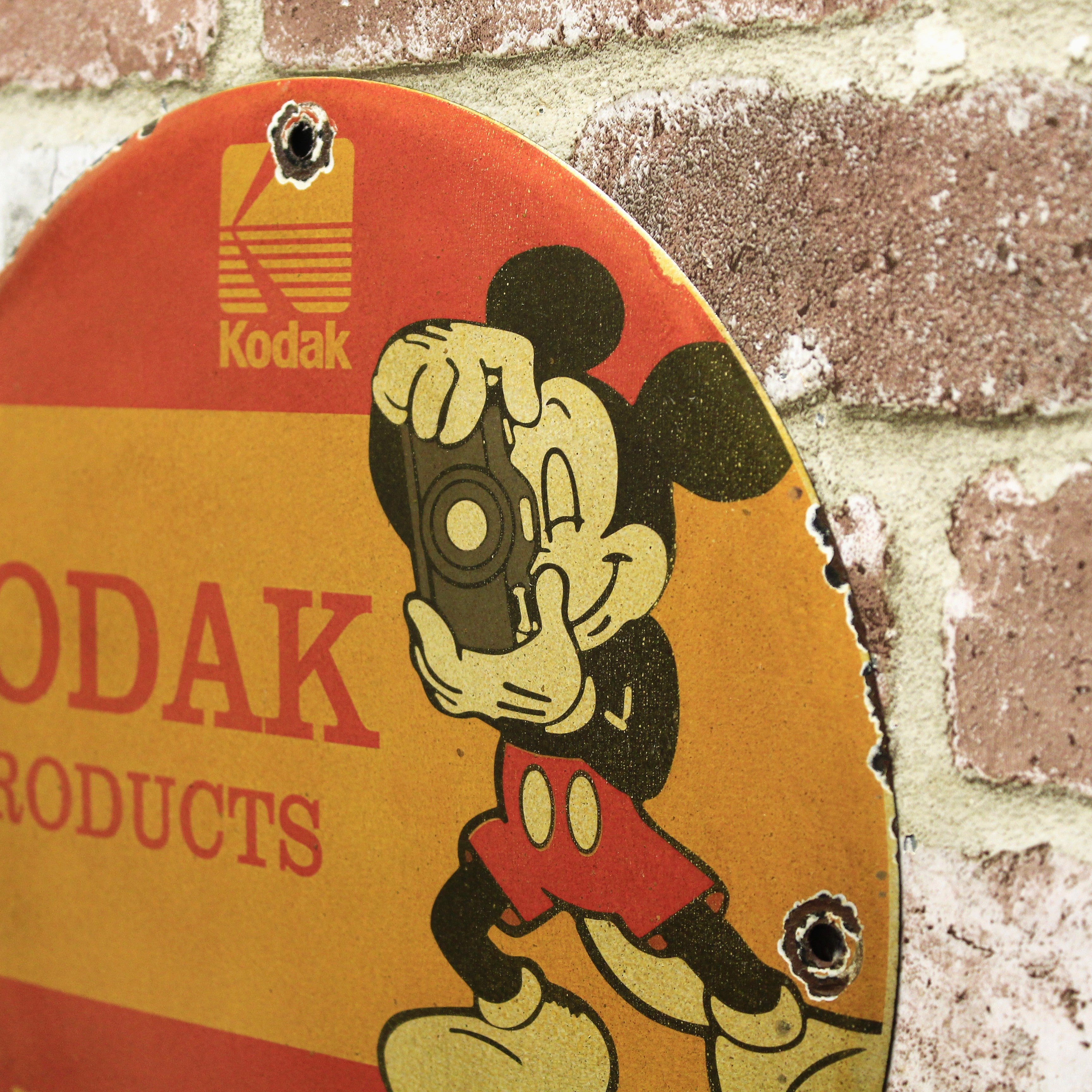 Kodak Products Mickey Mouse Porcelain Enamel Sign (12in)