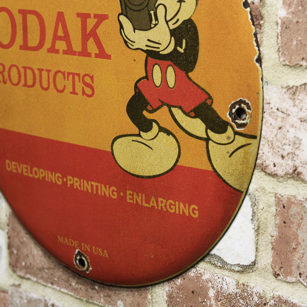 Kodak Products Mickey Mouse Porcelain Enamel Sign (12in)