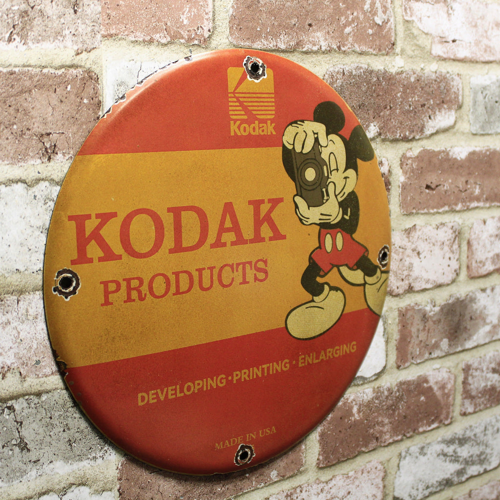 Kodak Products Mickey Mouse Porcelain Enamel Sign (12in)