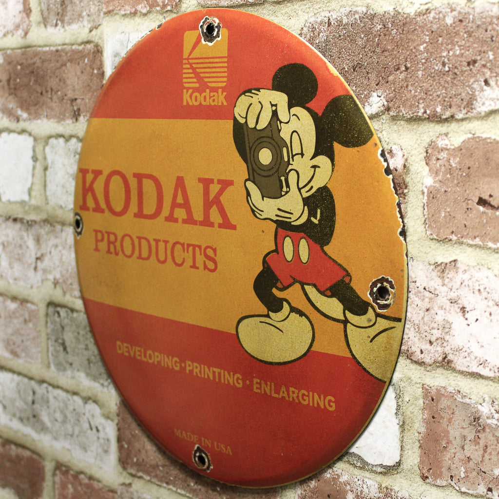 Kodak Products Mickey Mouse Porcelain Enamel Sign (12in)