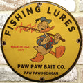 Donald Duck Fishing Lures Paw Paw Bait Co Porcelain Enamel Sign (12in)