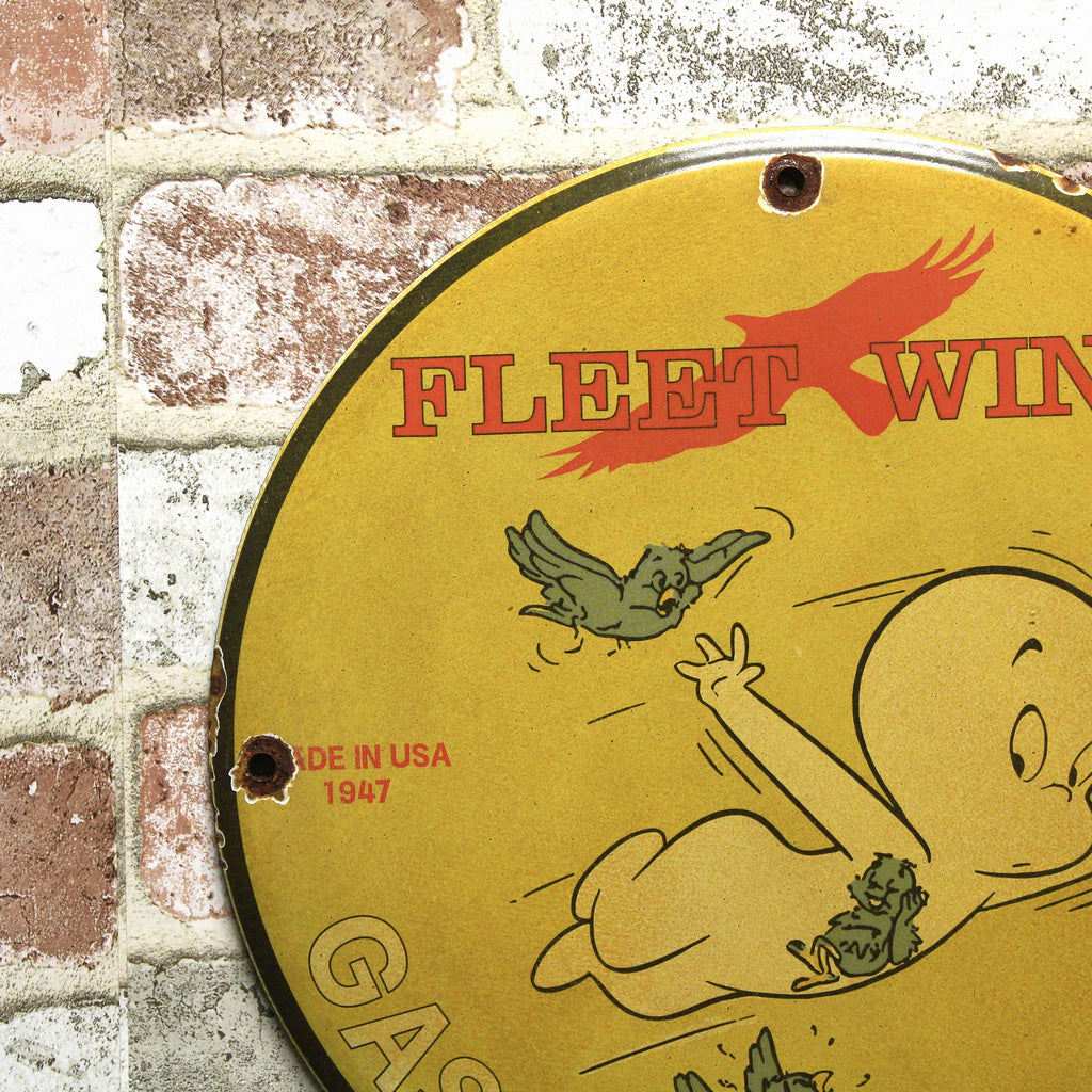 Fleet Wing Gasoline Porcelain Enamel Sign (12in)