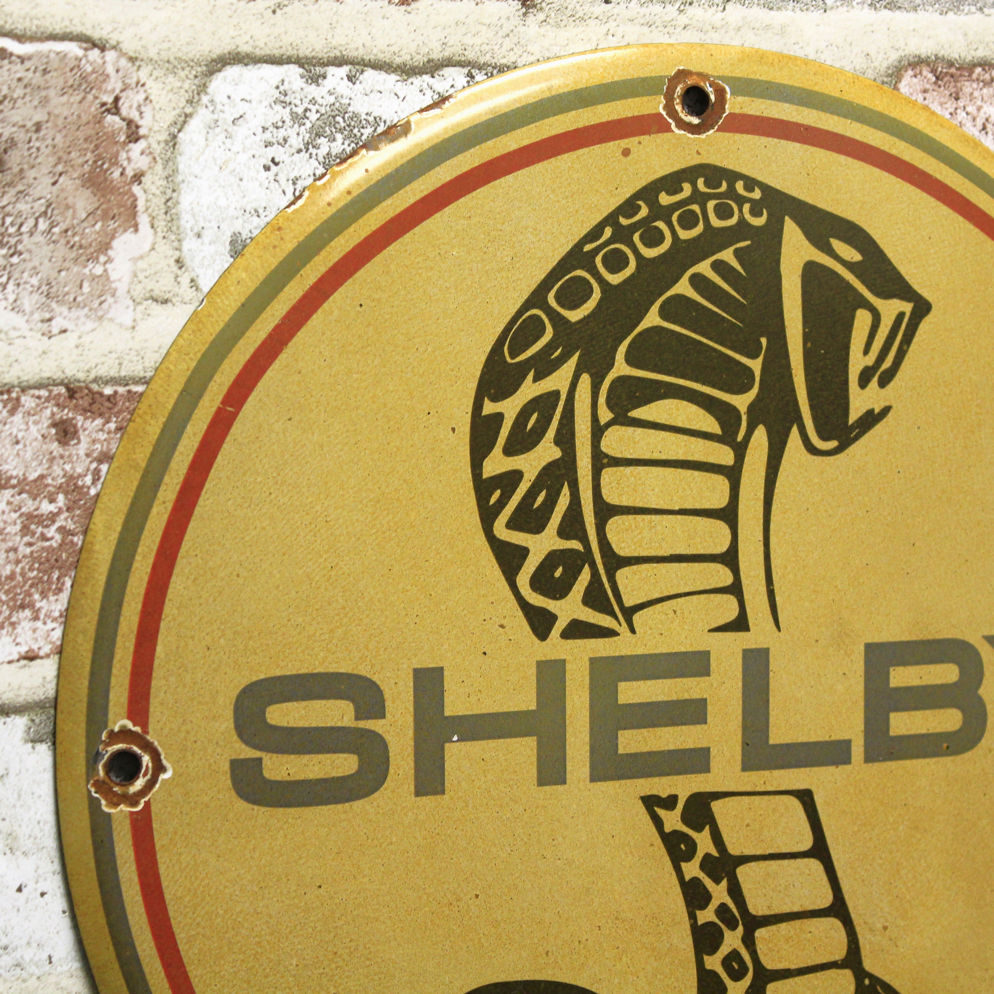 Ford Shelby Cobra Snake Porcelain Enamel Sign (12in)