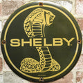 Ford Shelby Cobra Snake Blue Porcelain Enamel Sign (12in)
