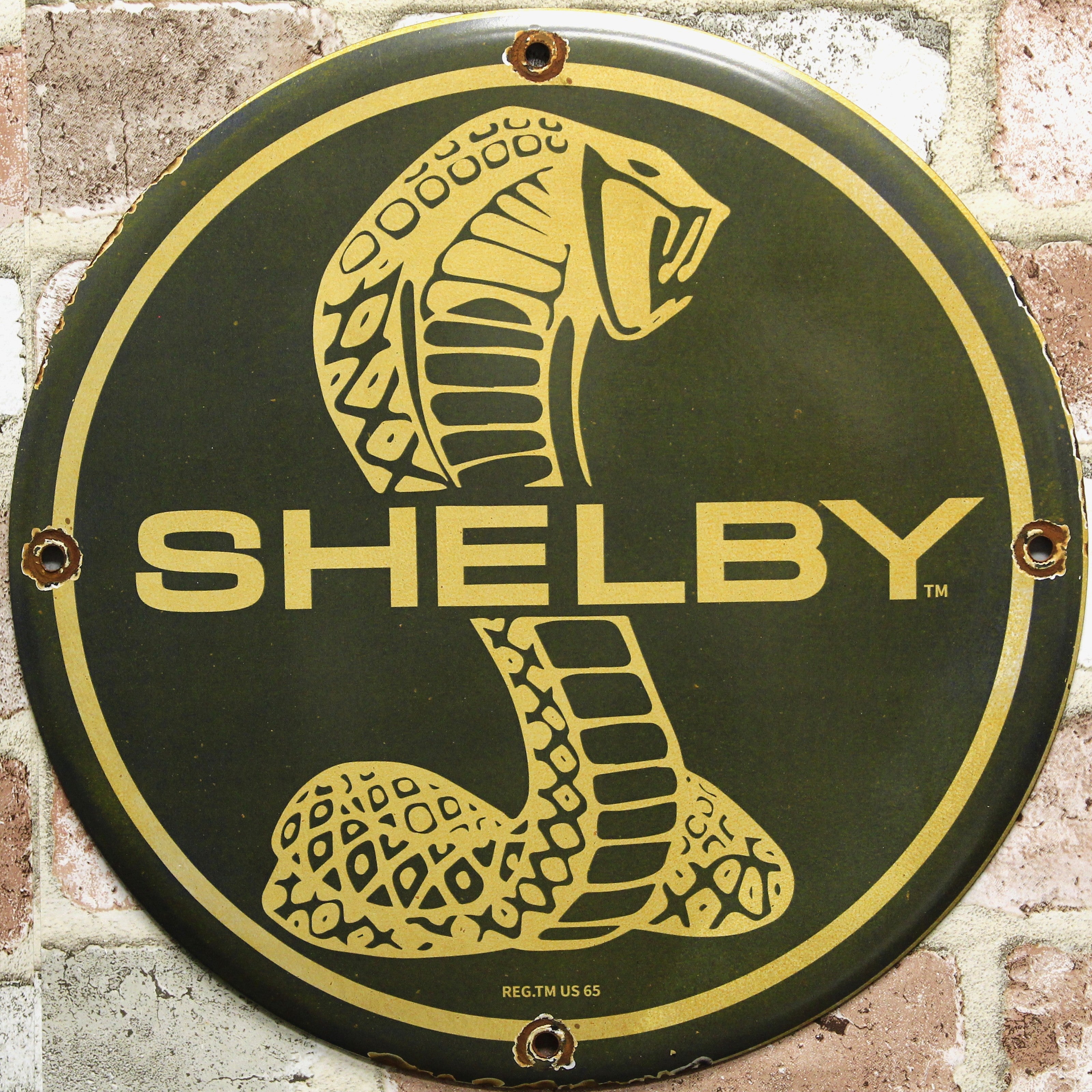 Ford Shelby Cobra Snake Blue Porcelain Enamel Sign (12in)