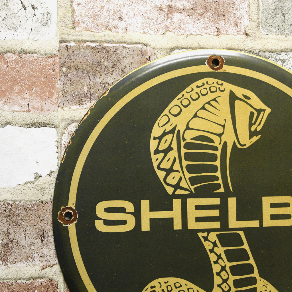 Ford Shelby Cobra Snake Blue Porcelain Enamel Sign (12in)